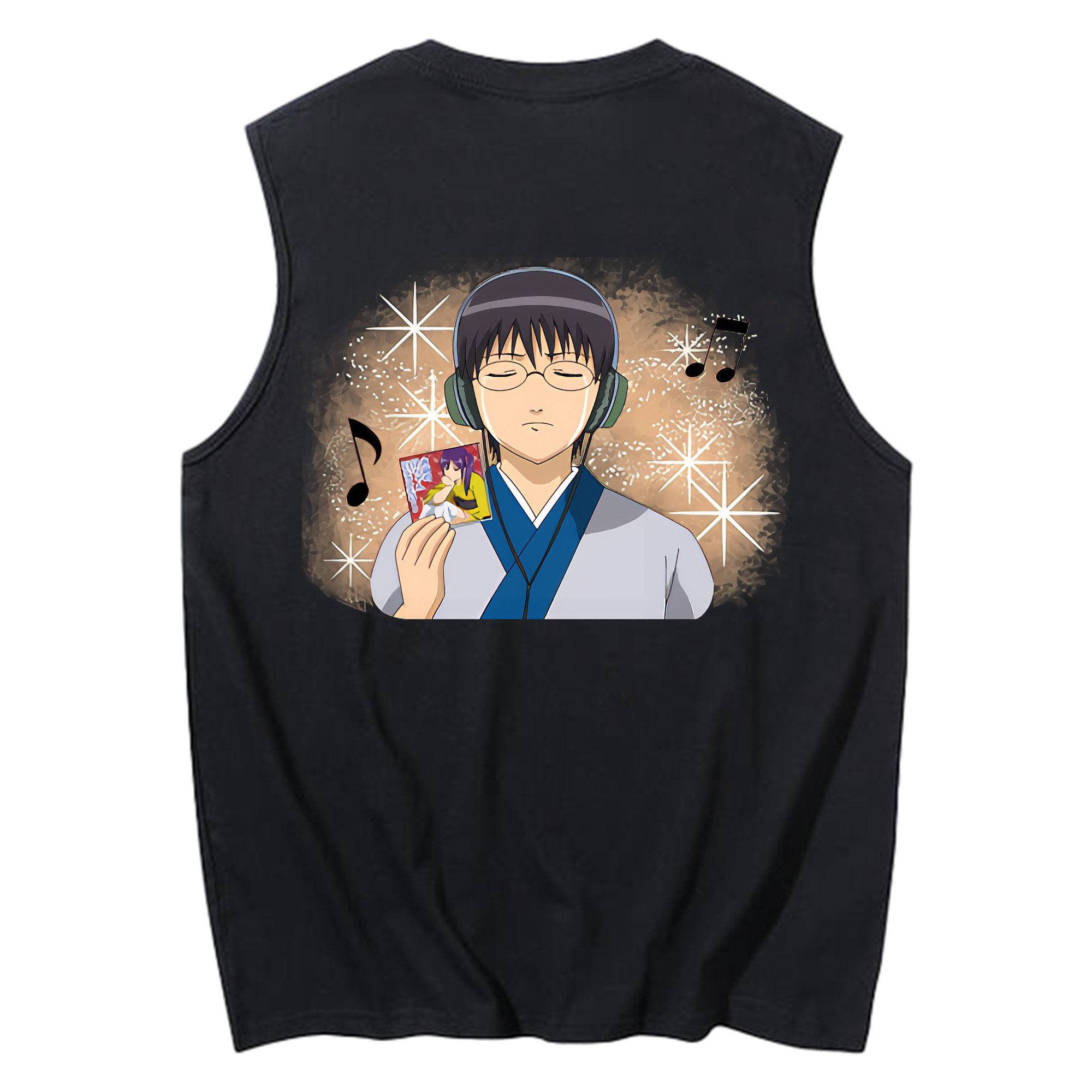 （画像用） ぎんたま 坂田銀時（さかたぎんとき） 神楽 志村新八（しむら しんぱち） GINTAMA Sakata Gintoki Kagura Shimura Shinpachi コットン100％タンクトップ（背面プリント）