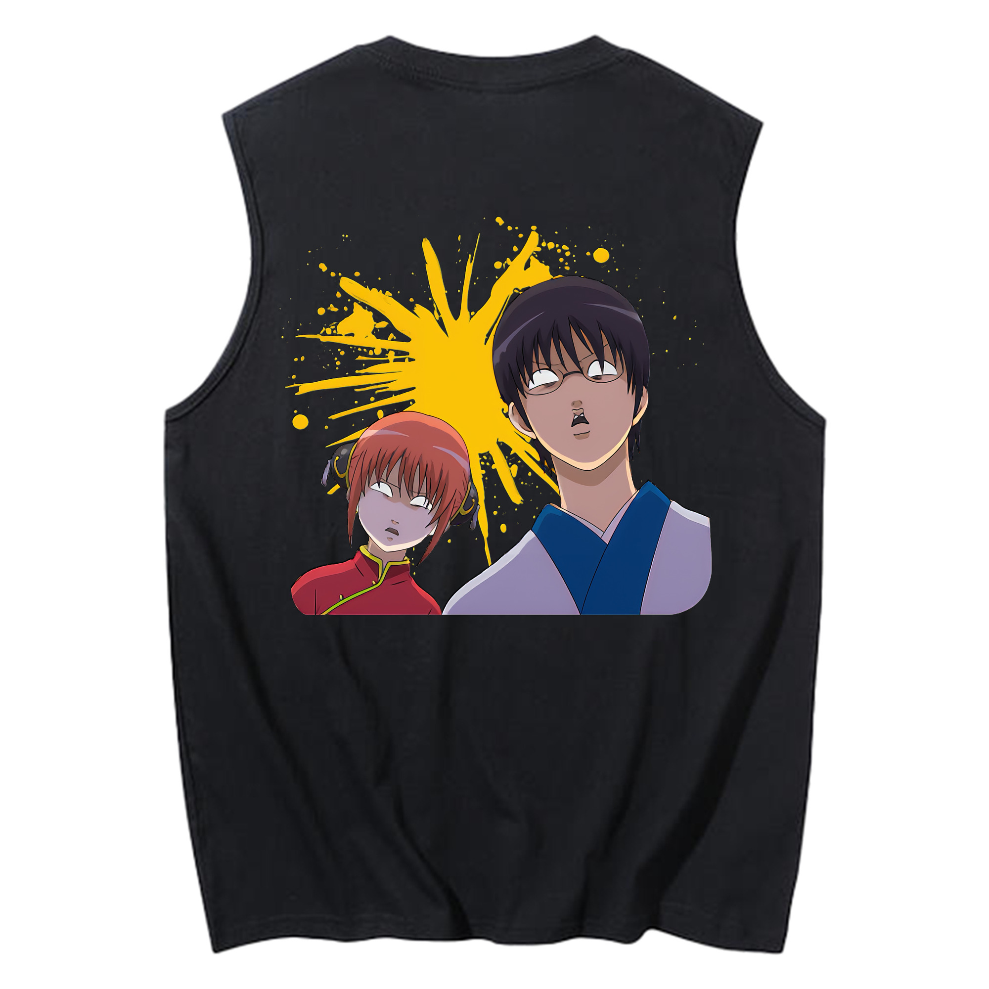 （画像用） ぎんたま 坂田銀時（さかたぎんとき） 神楽 志村新八（しむら しんぱち） GINTAMA Sakata Gintoki Kagura Shimura Shinpachi コットン100％タンクトップ（背面プリント）