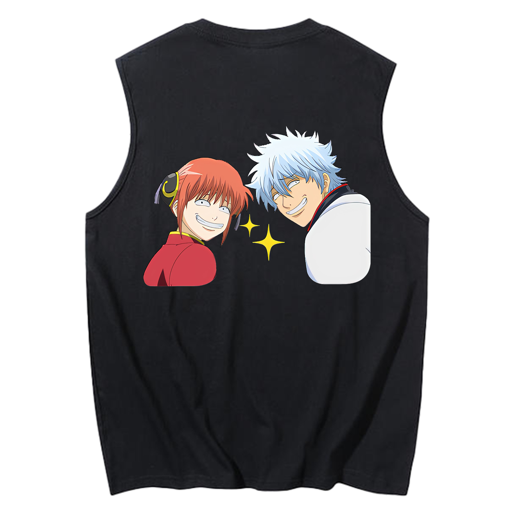 （画像用） ぎんたま 坂田銀時（さかたぎんとき） 神楽 志村新八（しむら しんぱち） GINTAMA Sakata Gintoki Kagura Shimura Shinpachi コットン100％タンクトップ（背面プリント）