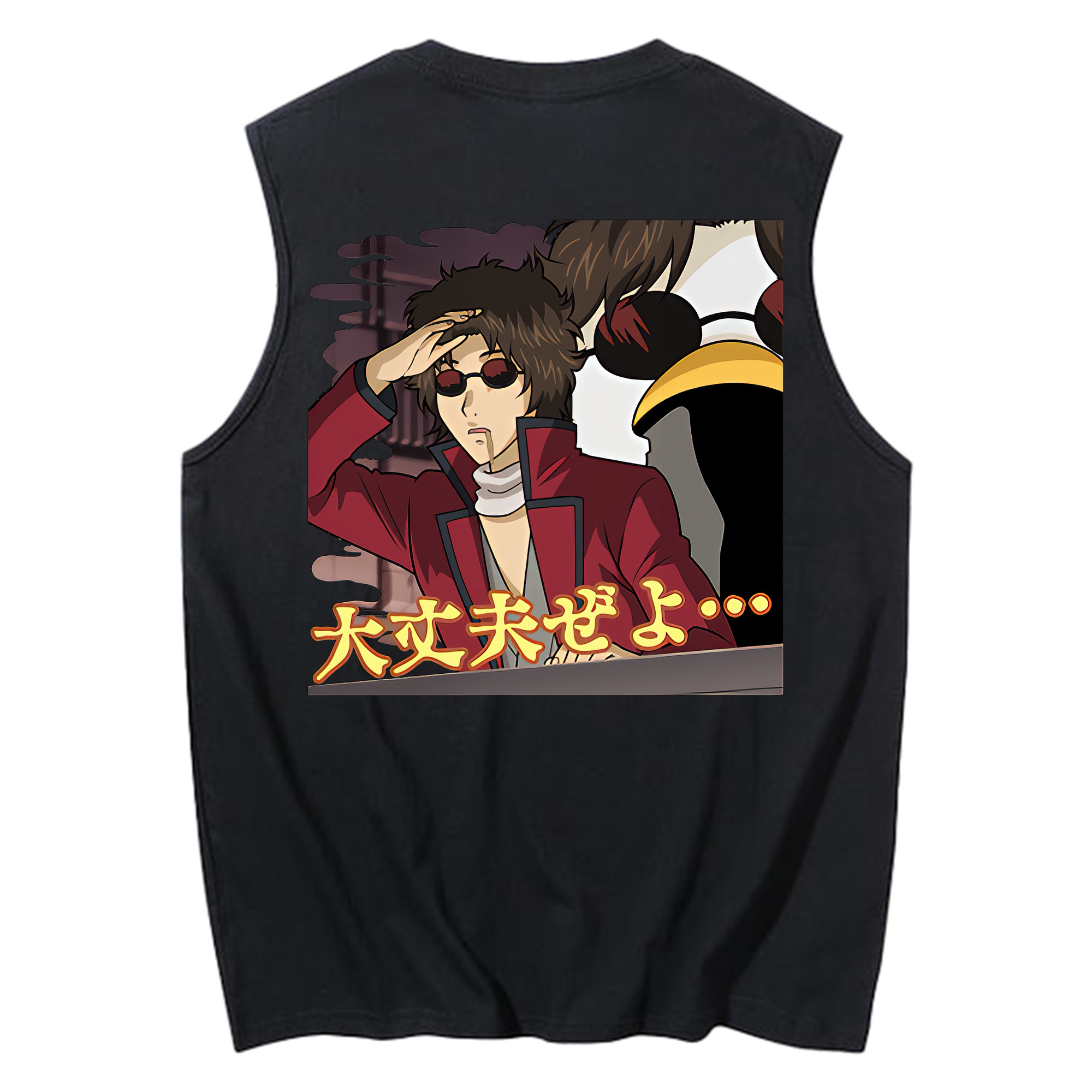 （画像用） ぎんたま 坂田銀時（さかたぎんとき） 神楽 志村新八（しむら しんぱち） GINTAMA Sakata Gintoki Kagura Shimura Shinpachi コットン100％タンクトップ（背面プリント）