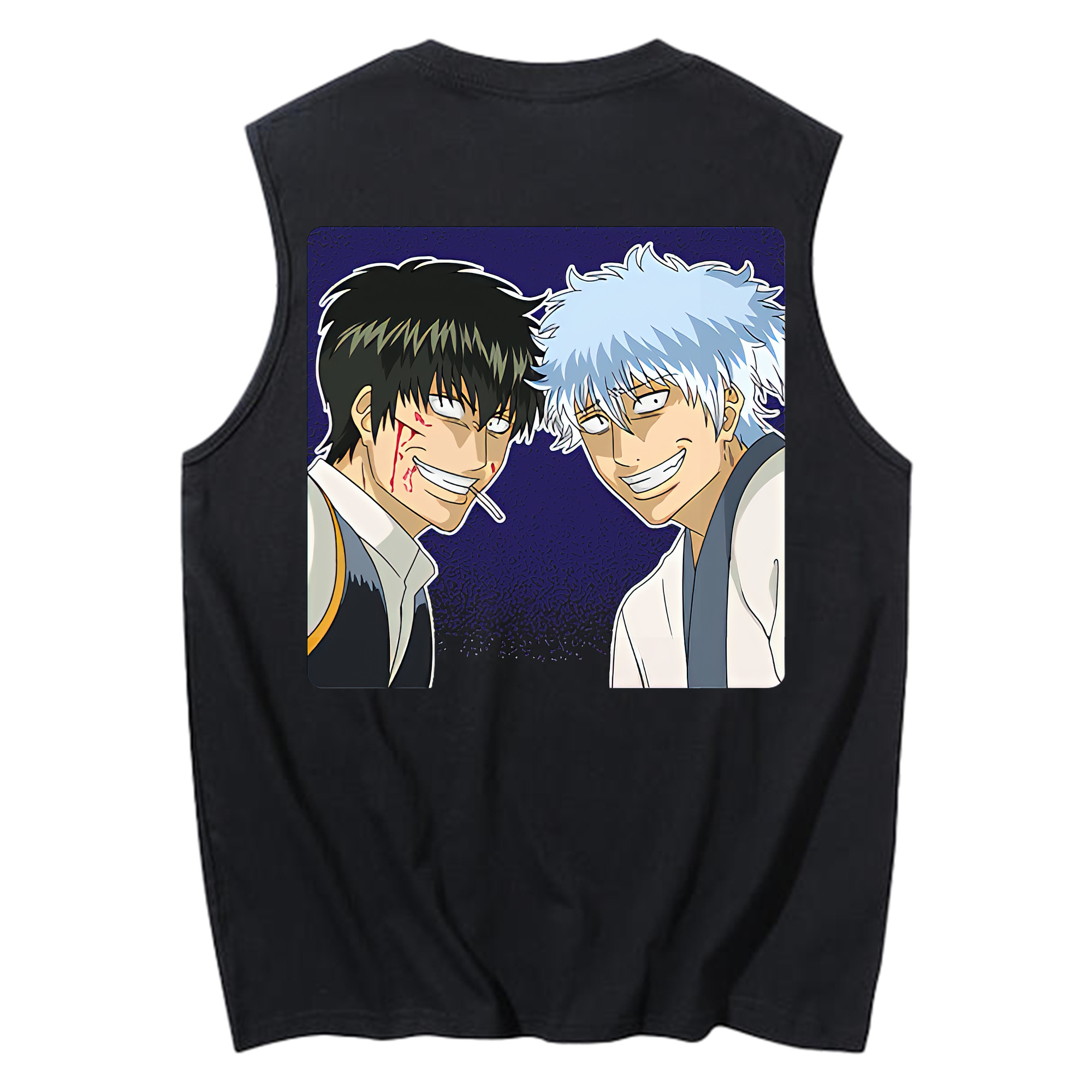 （画像用） ぎんたま 坂田銀時（さかたぎんとき） 神楽 志村新八（しむら しんぱち） GINTAMA Sakata Gintoki Kagura Shimura Shinpachi コットン100％タンクトップ（背面プリント）