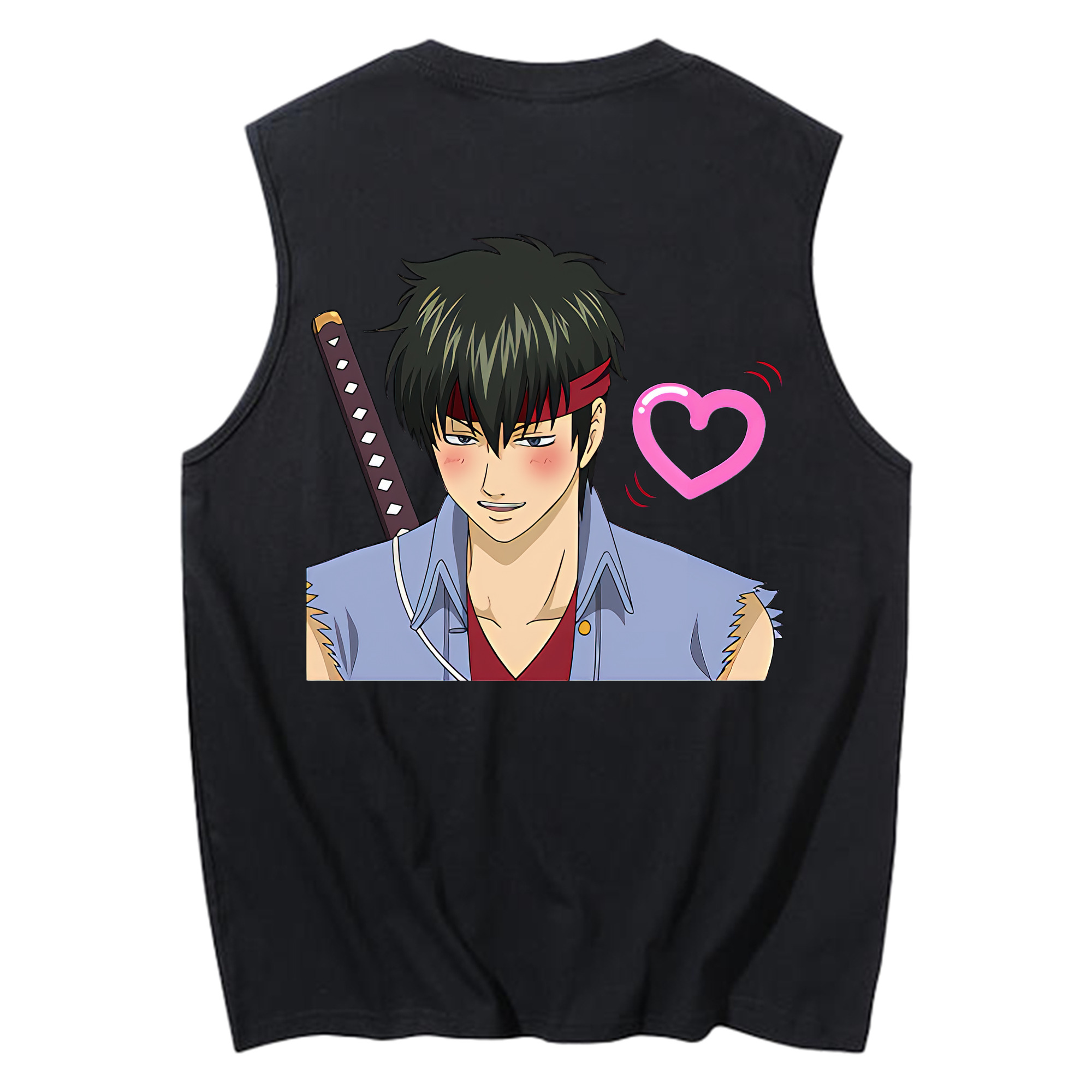 （画像用） ぎんたま 坂田銀時（さかたぎんとき） 神楽 志村新八（しむら しんぱち） GINTAMA Sakata Gintoki Kagura Shimura Shinpachi コットン100％タンクトップ（背面プリント）
