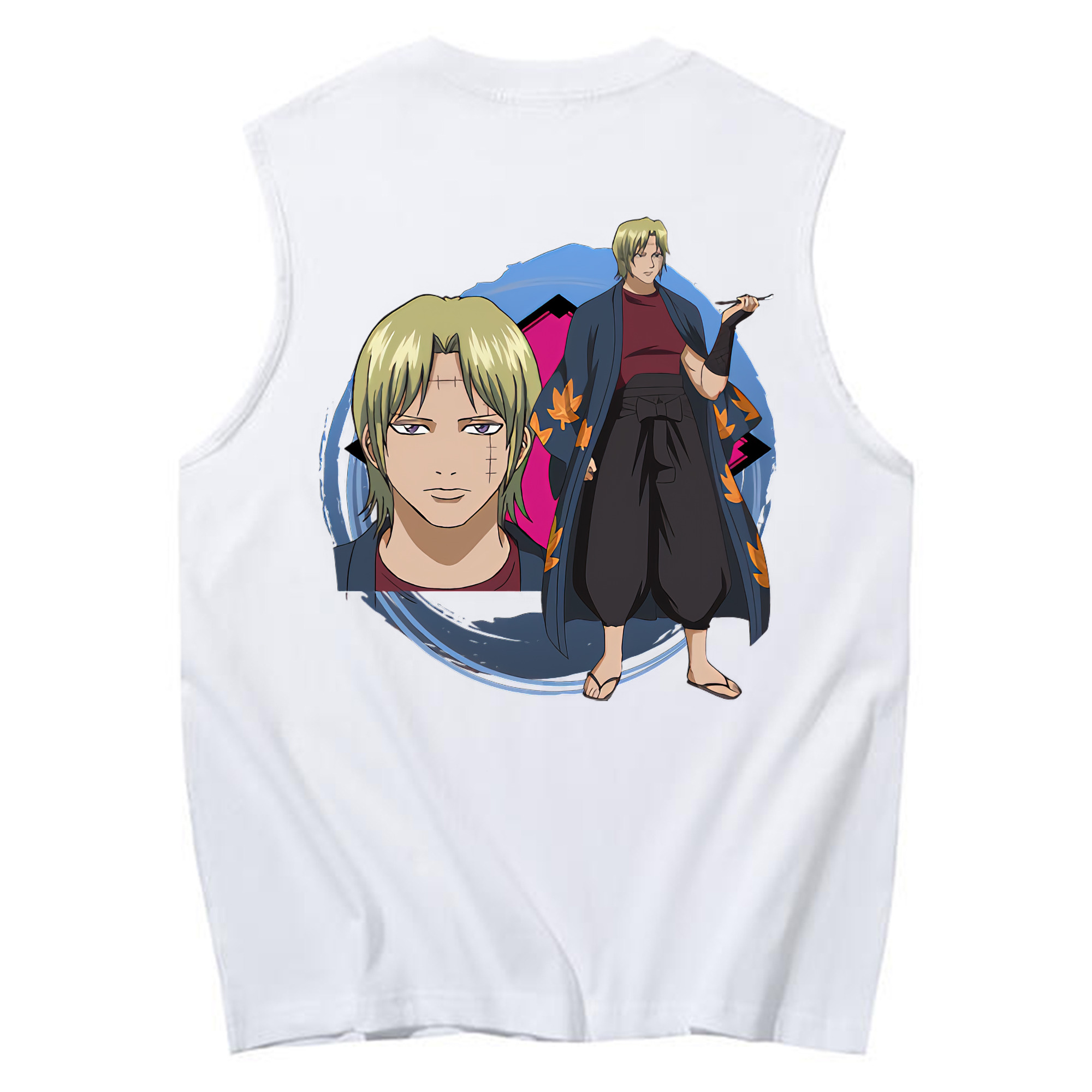 （画像用） ぎんたま 坂田銀時（さかたぎんとき） 神楽 志村新八（しむら しんぱち） GINTAMA Sakata Gintoki Kagura Shimura Shinpachi コットン100％タンクトップ（背面プリント）