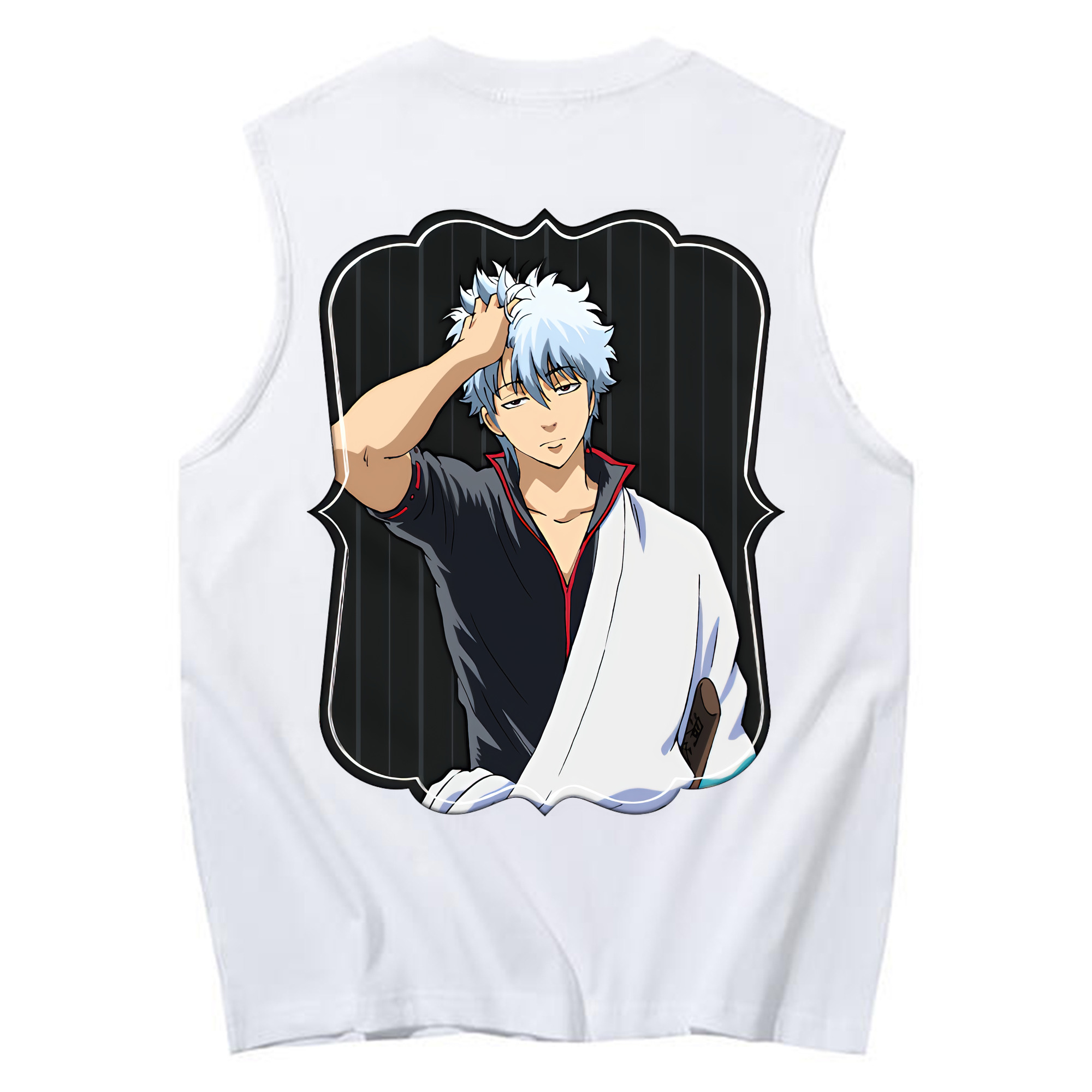 （画像用） ぎんたま 坂田銀時（さかたぎんとき） 神楽 志村新八（しむら しんぱち） GINTAMA Sakata Gintoki Kagura Shimura Shinpachi コットン100％タンクトップ（背面プリント）