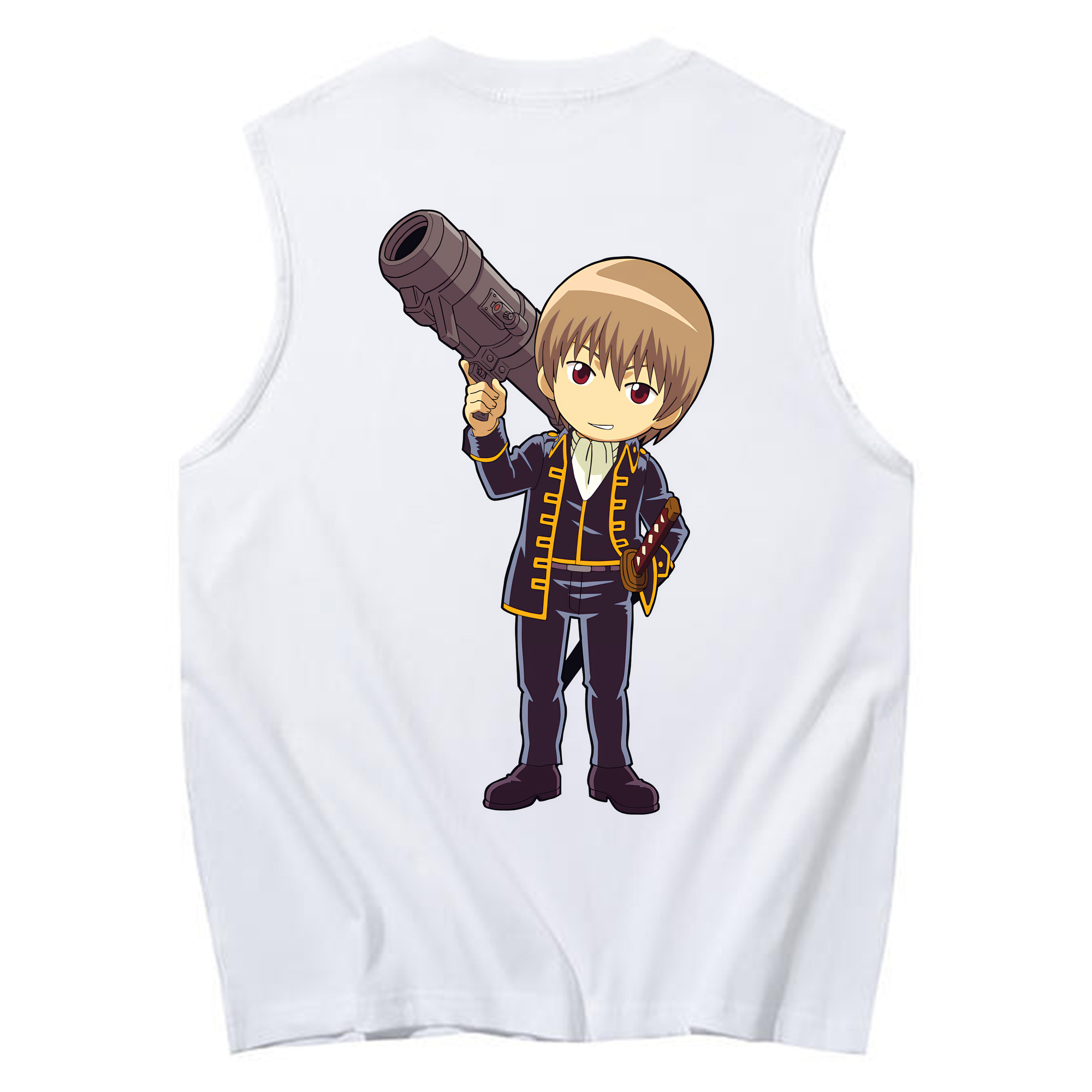 （画像用） ぎんたま 坂田銀時（さかたぎんとき） 神楽 志村新八（しむら しんぱち） GINTAMA Sakata Gintoki Kagura Shimura Shinpachi コットン100％タンクトップ（背面プリント）