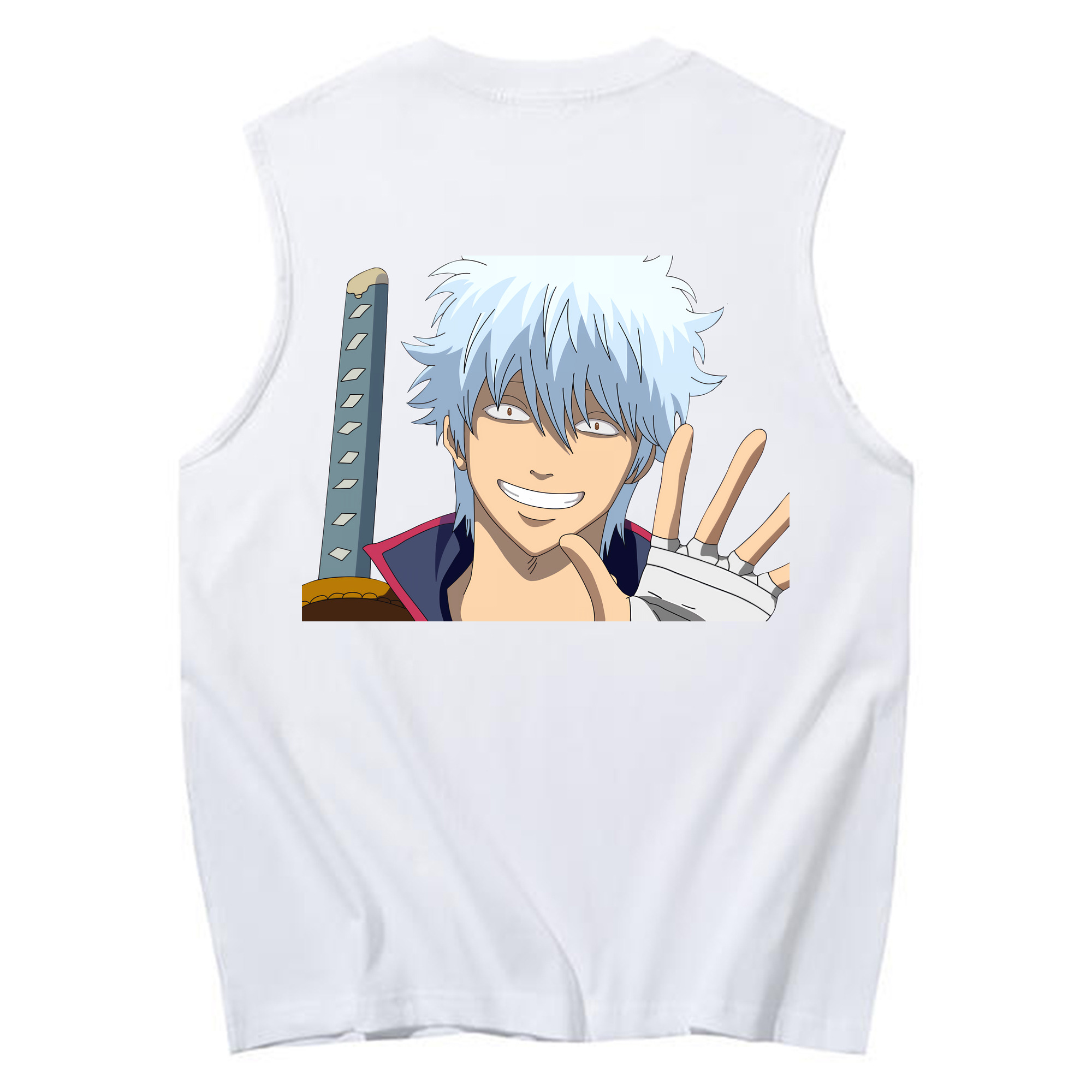 （画像用） ぎんたま 坂田銀時（さかたぎんとき） 神楽 志村新八（しむら しんぱち） GINTAMA Sakata Gintoki Kagura Shimura Shinpachi コットン100％タンクトップ（背面プリント）