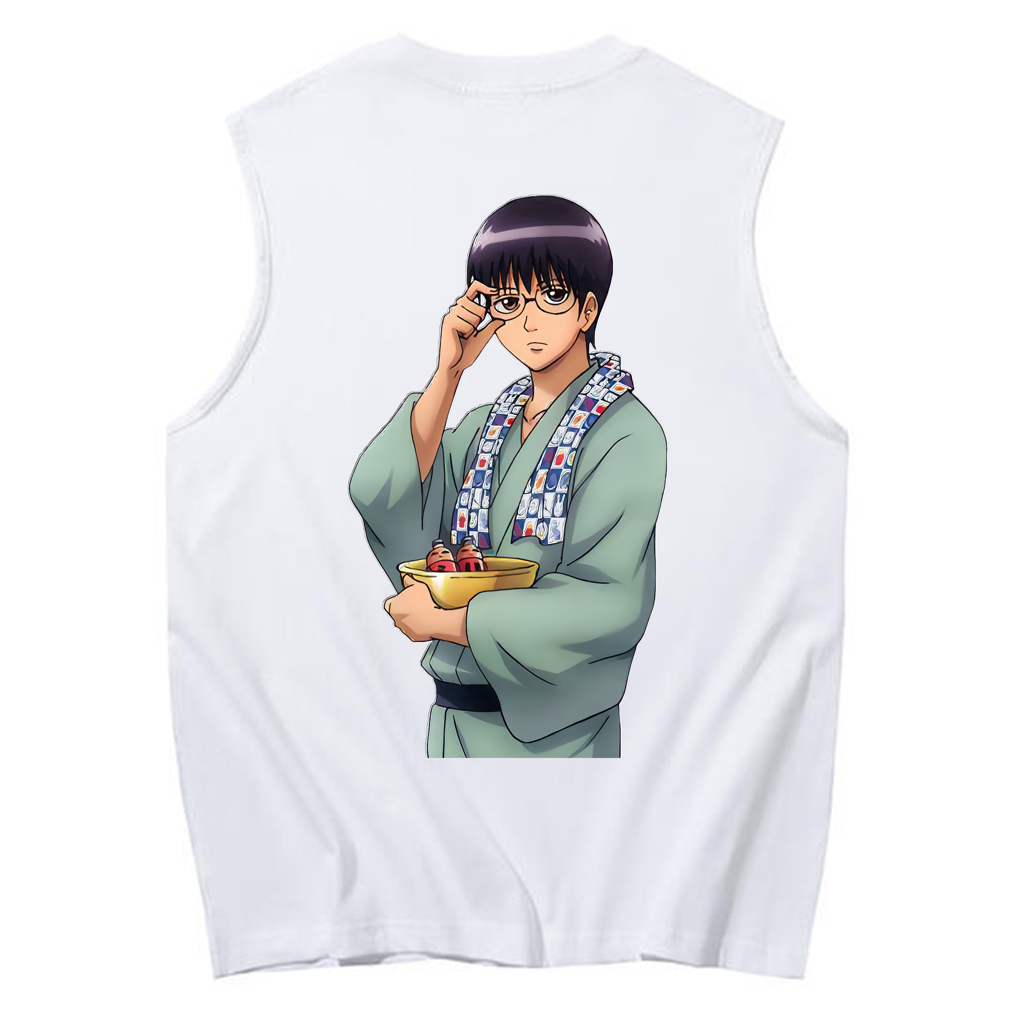 （画像用） ぎんたま 坂田銀時（さかたぎんとき） 神楽 志村新八（しむら しんぱち） GINTAMA Sakata Gintoki Kagura Shimura Shinpachi コットン100％タンクトップ（背面プリント）