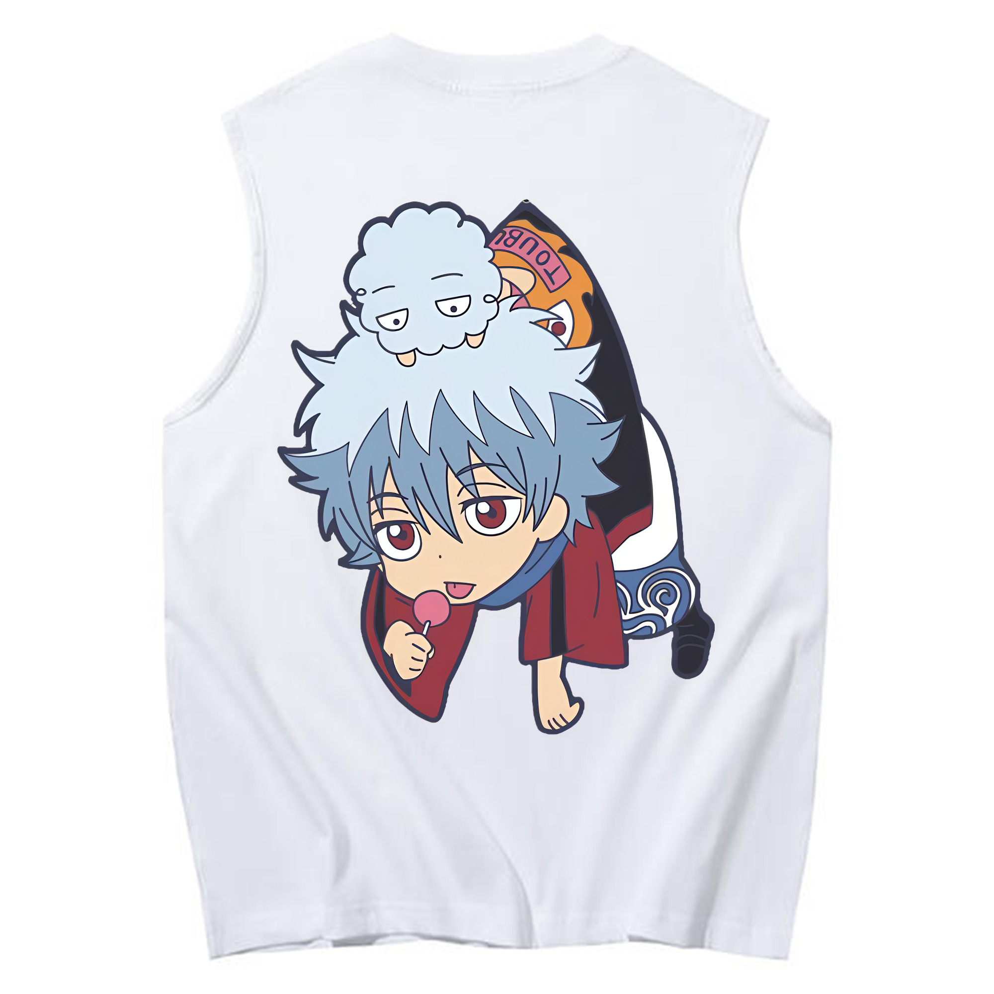 （画像用） ぎんたま 坂田銀時（さかたぎんとき） 神楽 志村新八（しむら しんぱち） GINTAMA Sakata Gintoki Kagura Shimura Shinpachi コットン100％タンクトップ（背面プリント）