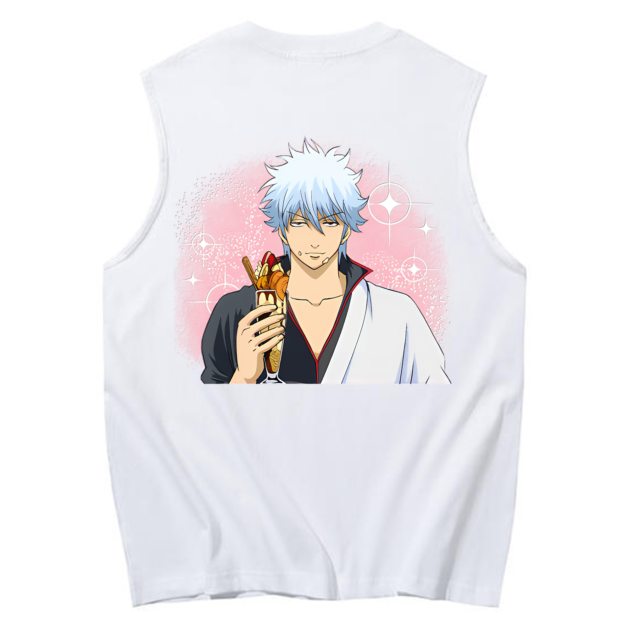 （画像用） ぎんたま 坂田銀時（さかたぎんとき） 神楽 志村新八（しむら しんぱち） GINTAMA Sakata Gintoki Kagura Shimura Shinpachi コットン100％タンクトップ（背面プリント）