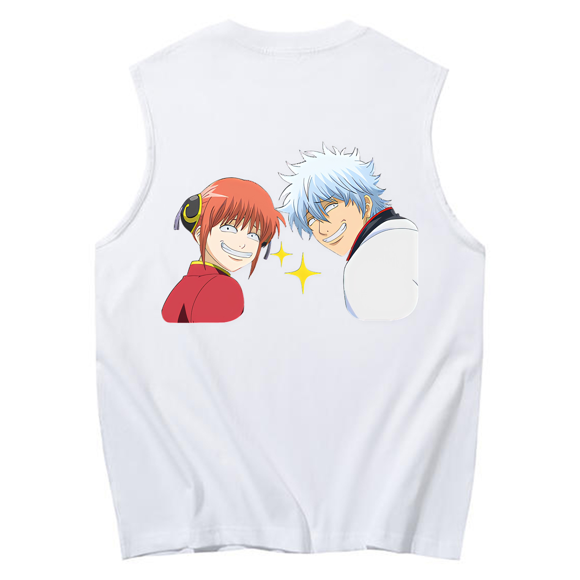 （画像用） ぎんたま 坂田銀時（さかたぎんとき） 神楽 志村新八（しむら しんぱち） GINTAMA Sakata Gintoki Kagura Shimura Shinpachi コットン100％タンクトップ（背面プリント）