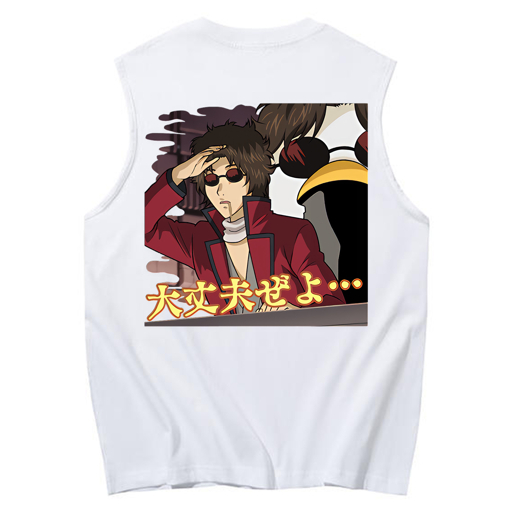 （画像用） ぎんたま 坂田銀時（さかたぎんとき） 神楽 志村新八（しむら しんぱち） GINTAMA Sakata Gintoki Kagura Shimura Shinpachi コットン100％タンクトップ（背面プリント）