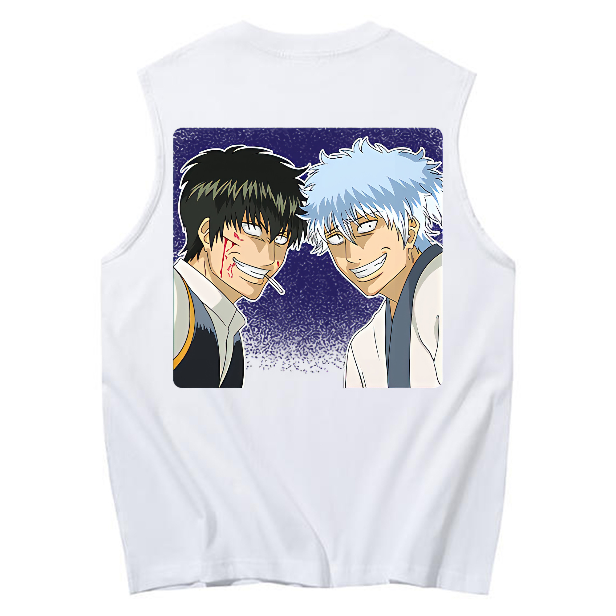 （画像用） ぎんたま 坂田銀時（さかたぎんとき） 神楽 志村新八（しむら しんぱち） GINTAMA Sakata Gintoki Kagura Shimura Shinpachi コットン100％タンクトップ（背面プリント）