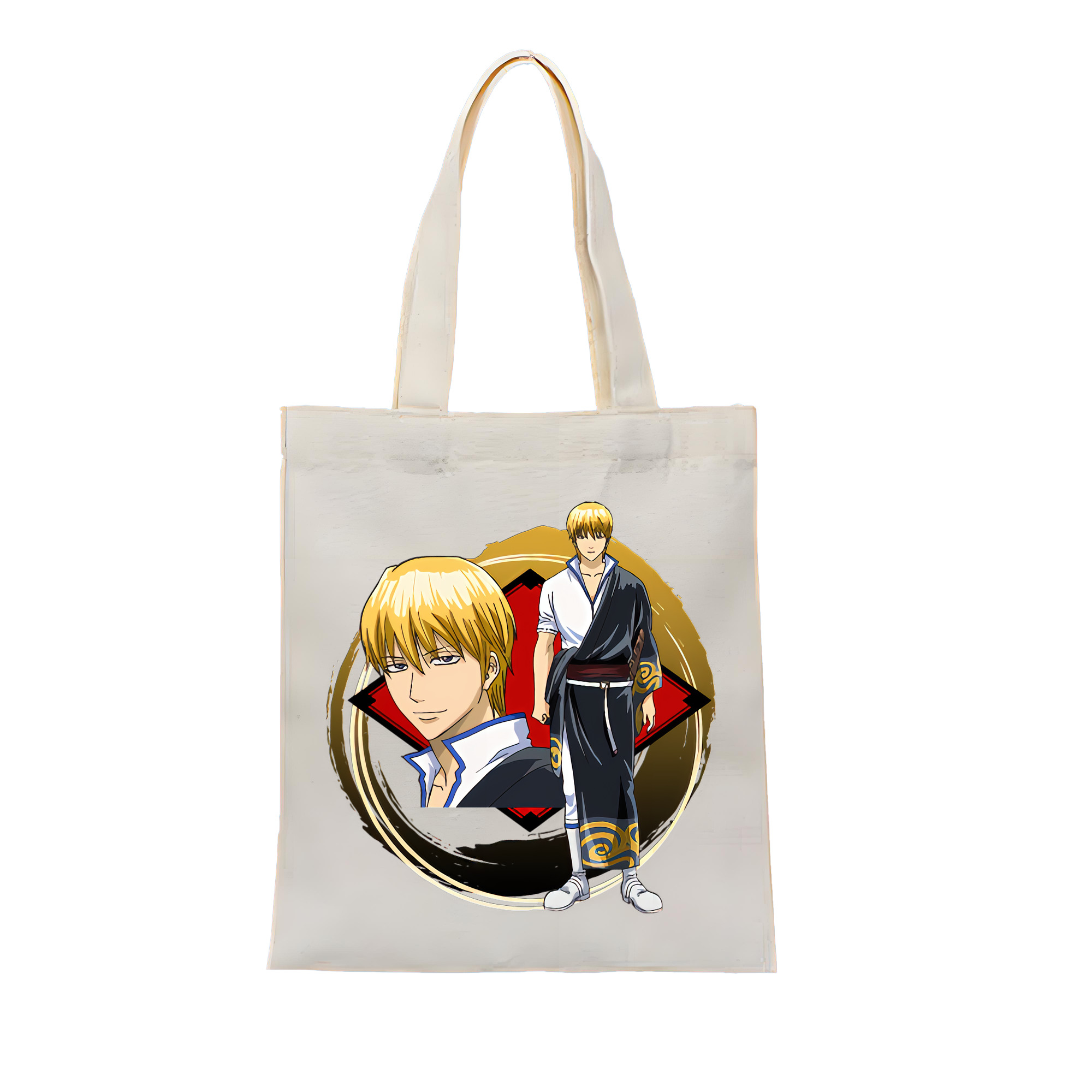 （画像用） ぎんたま 坂田銀時（さかたぎんとき） 神楽 志村新八（しむら しんぱち） GINTAMA Sakata Gintoki Kagura Shimura Shinpachi 縦型キャンバス生地手提げバッグ　トートバッグ