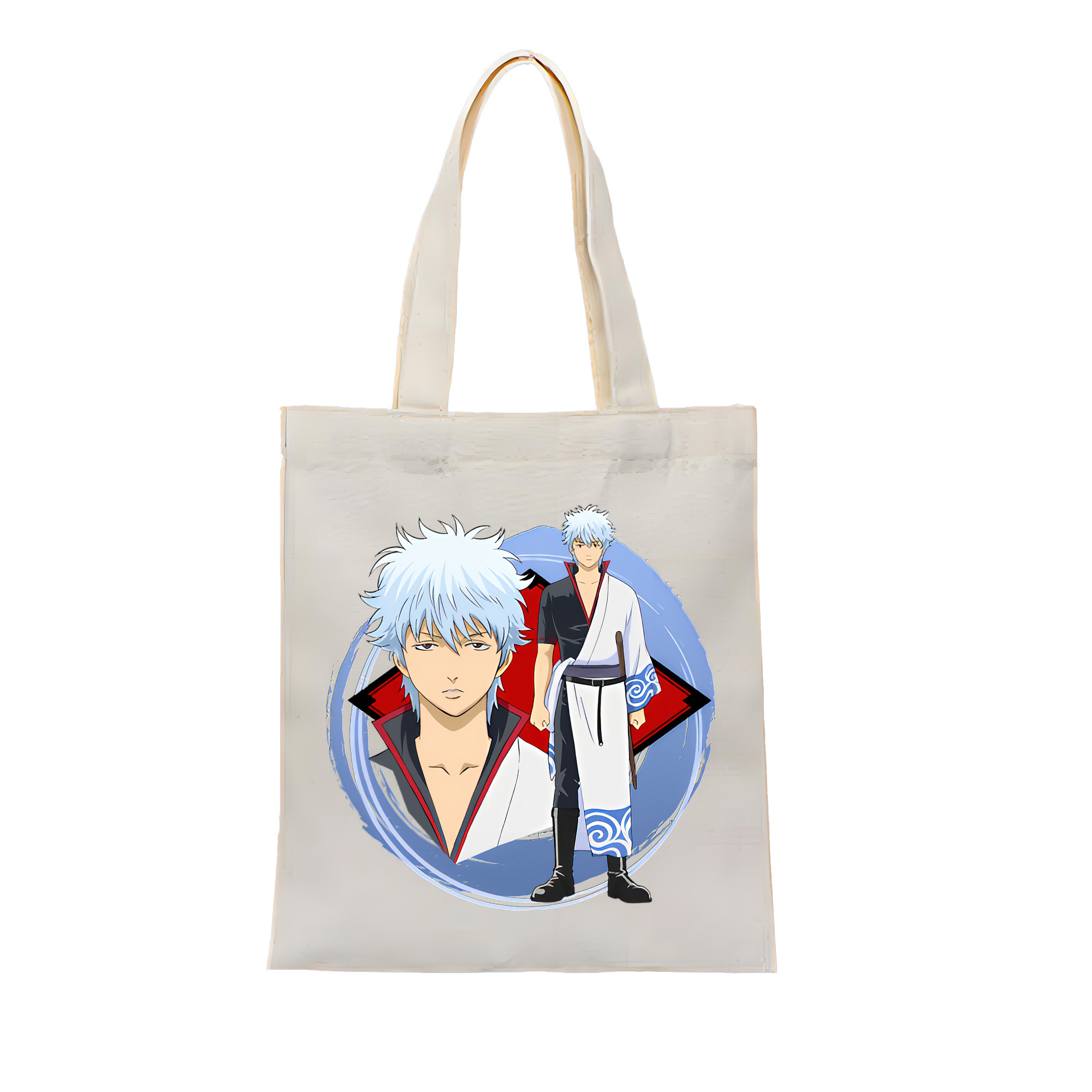 （画像用） ぎんたま 坂田銀時（さかたぎんとき） 神楽 志村新八（しむら しんぱち） GINTAMA Sakata Gintoki Kagura Shimura Shinpachi 縦型キャンバス生地手提げバッグ　トートバッグ