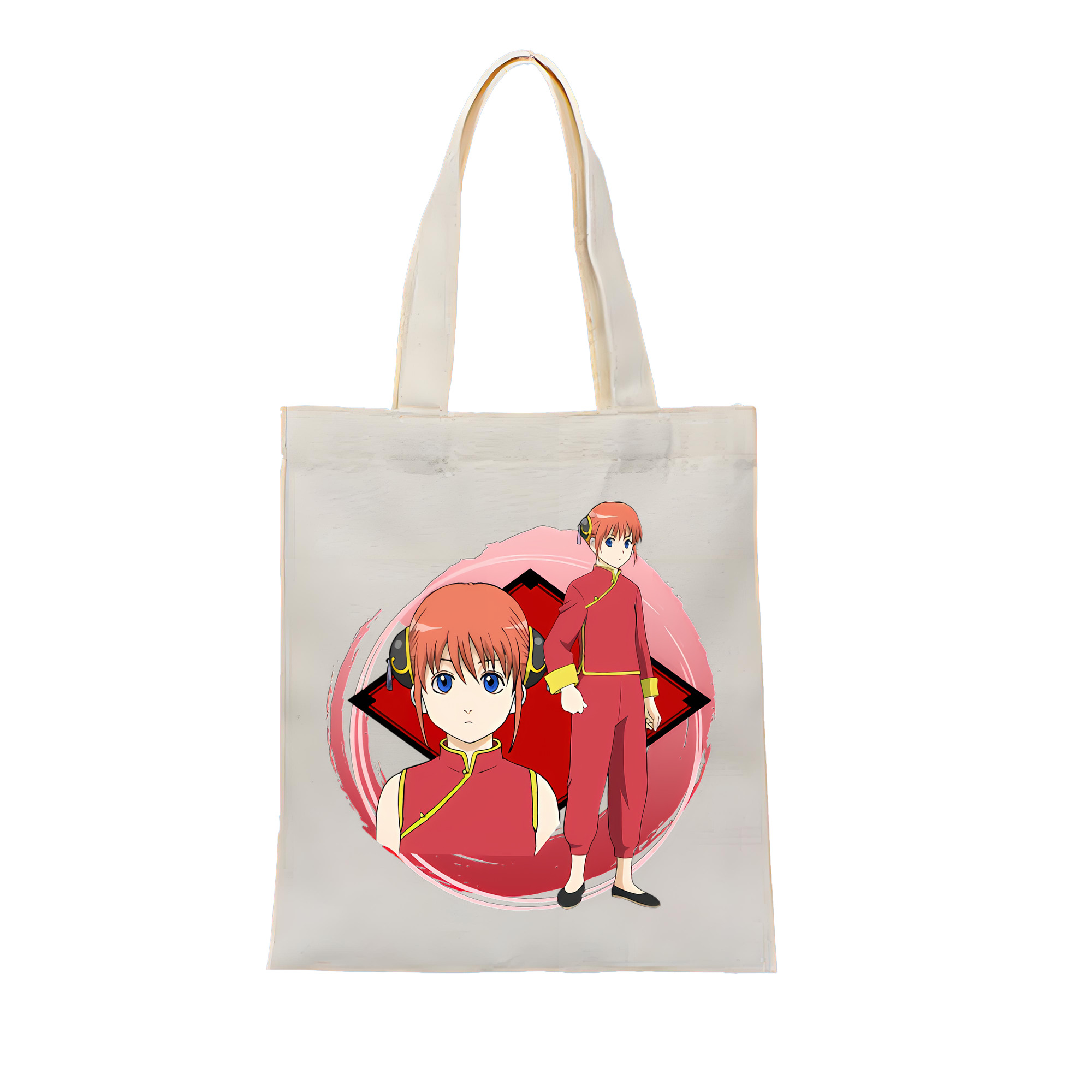 （画像用） ぎんたま 坂田銀時（さかたぎんとき） 神楽 志村新八（しむら しんぱち） GINTAMA Sakata Gintoki Kagura Shimura Shinpachi 縦型キャンバス生地手提げバッグ　トートバッグ