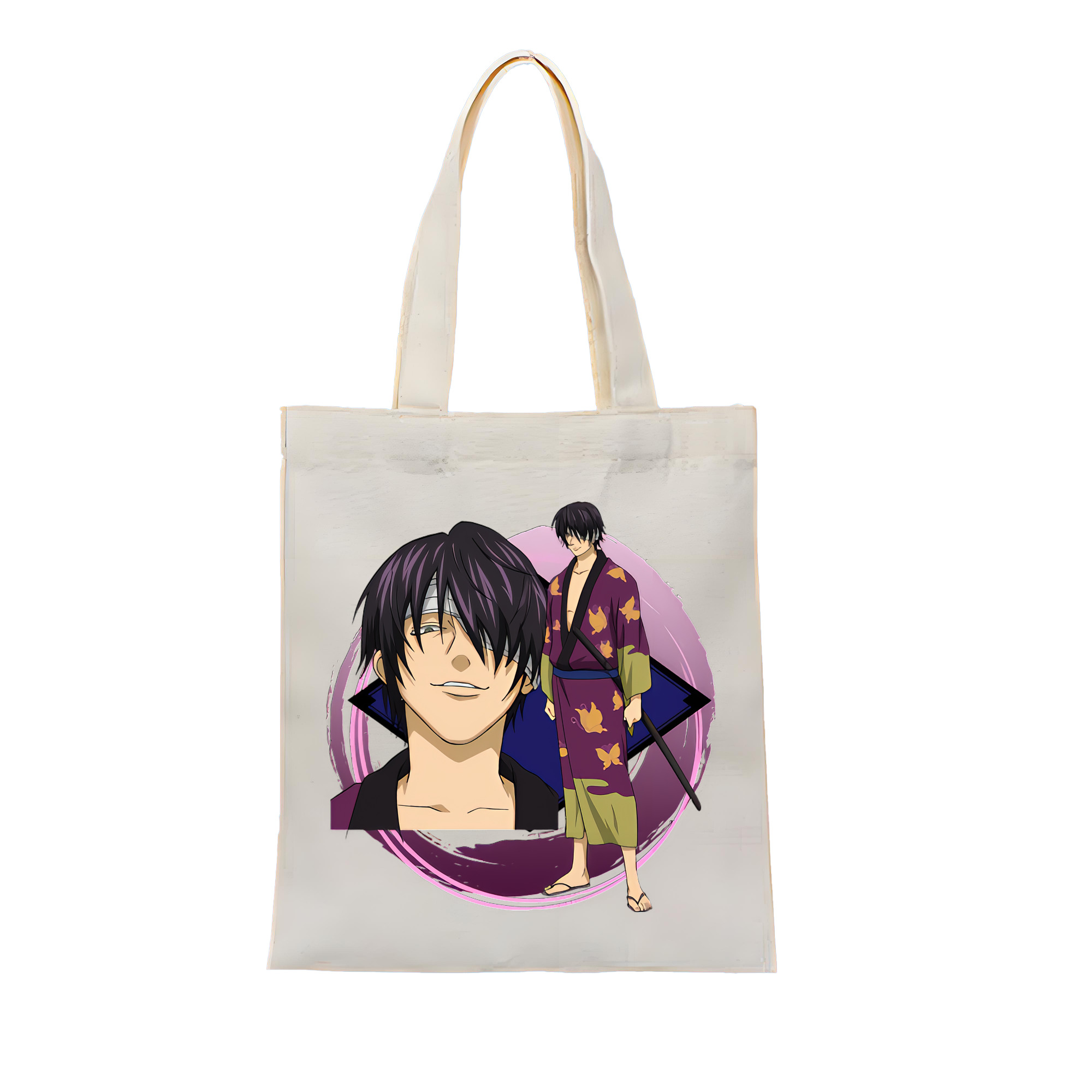 （画像用） ぎんたま 坂田銀時（さかたぎんとき） 神楽 志村新八（しむら しんぱち） GINTAMA Sakata Gintoki Kagura Shimura Shinpachi 縦型キャンバス生地手提げバッグ　トートバッグ