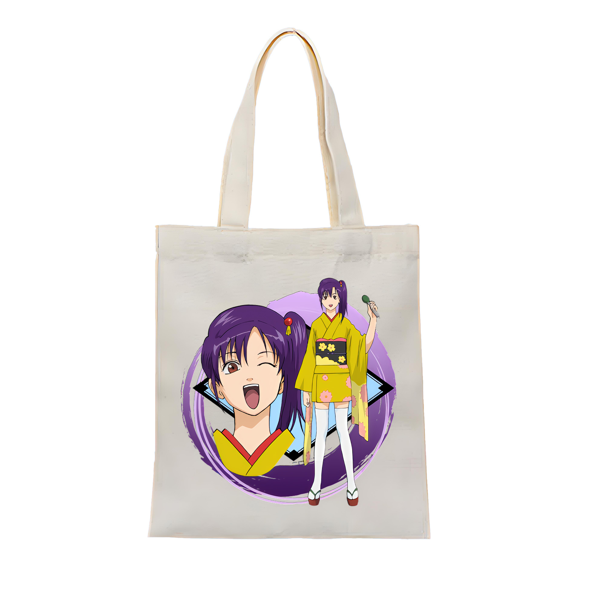 （画像用） ぎんたま 坂田銀時（さかたぎんとき） 神楽 志村新八（しむら しんぱち） GINTAMA Sakata Gintoki Kagura Shimura Shinpachi 縦型キャンバス生地手提げバッグ　トートバッグ