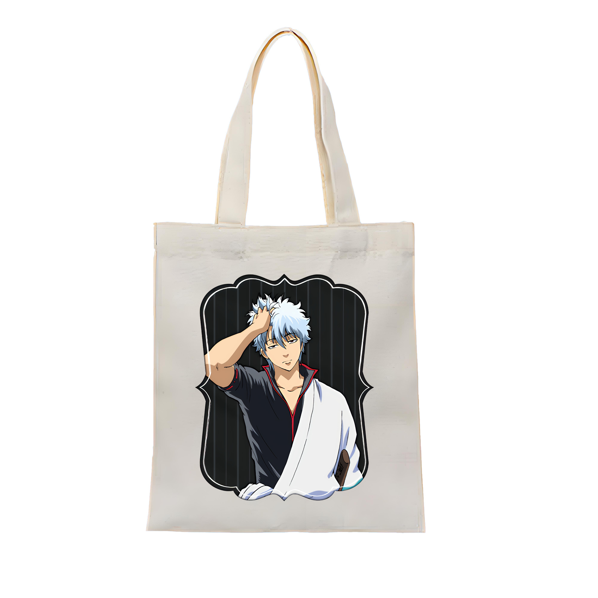 （画像用） ぎんたま 坂田銀時（さかたぎんとき） 神楽 志村新八（しむら しんぱち） GINTAMA Sakata Gintoki Kagura Shimura Shinpachi 縦型キャンバス生地手提げバッグ　トートバッグ