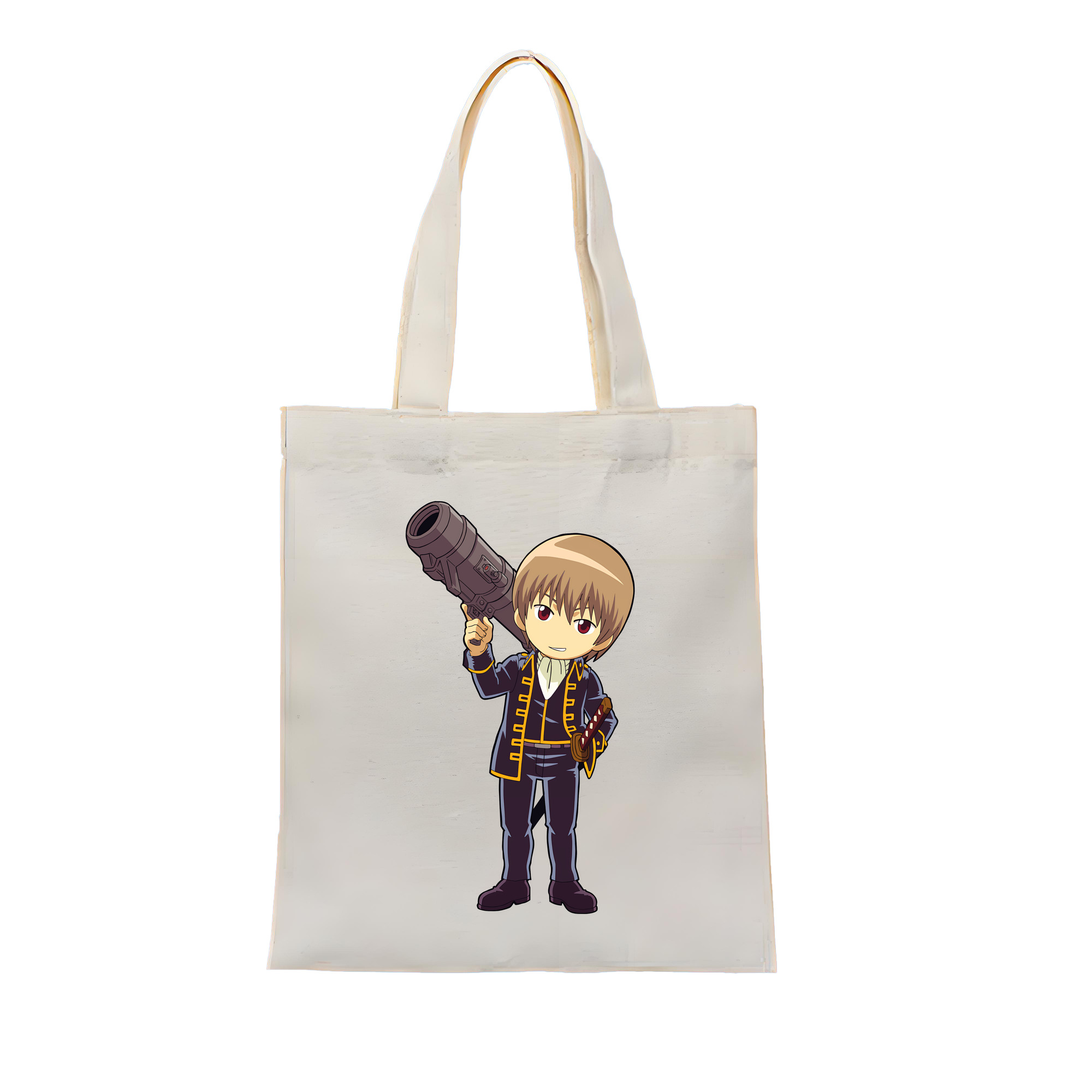 （画像用） ぎんたま 坂田銀時（さかたぎんとき） 神楽 志村新八（しむら しんぱち） GINTAMA Sakata Gintoki Kagura Shimura Shinpachi 縦型キャンバス生地手提げバッグ　トートバッグ