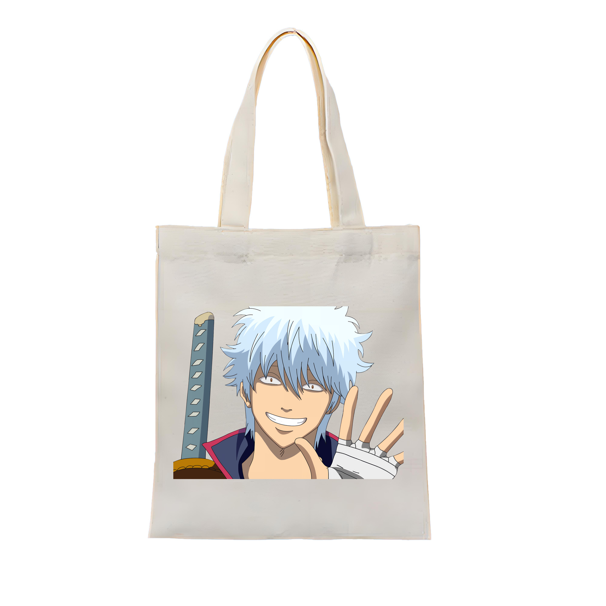 （画像用） ぎんたま 坂田銀時（さかたぎんとき） 神楽 志村新八（しむら しんぱち） GINTAMA Sakata Gintoki Kagura Shimura Shinpachi 縦型キャンバス生地手提げバッグ　トートバッグ