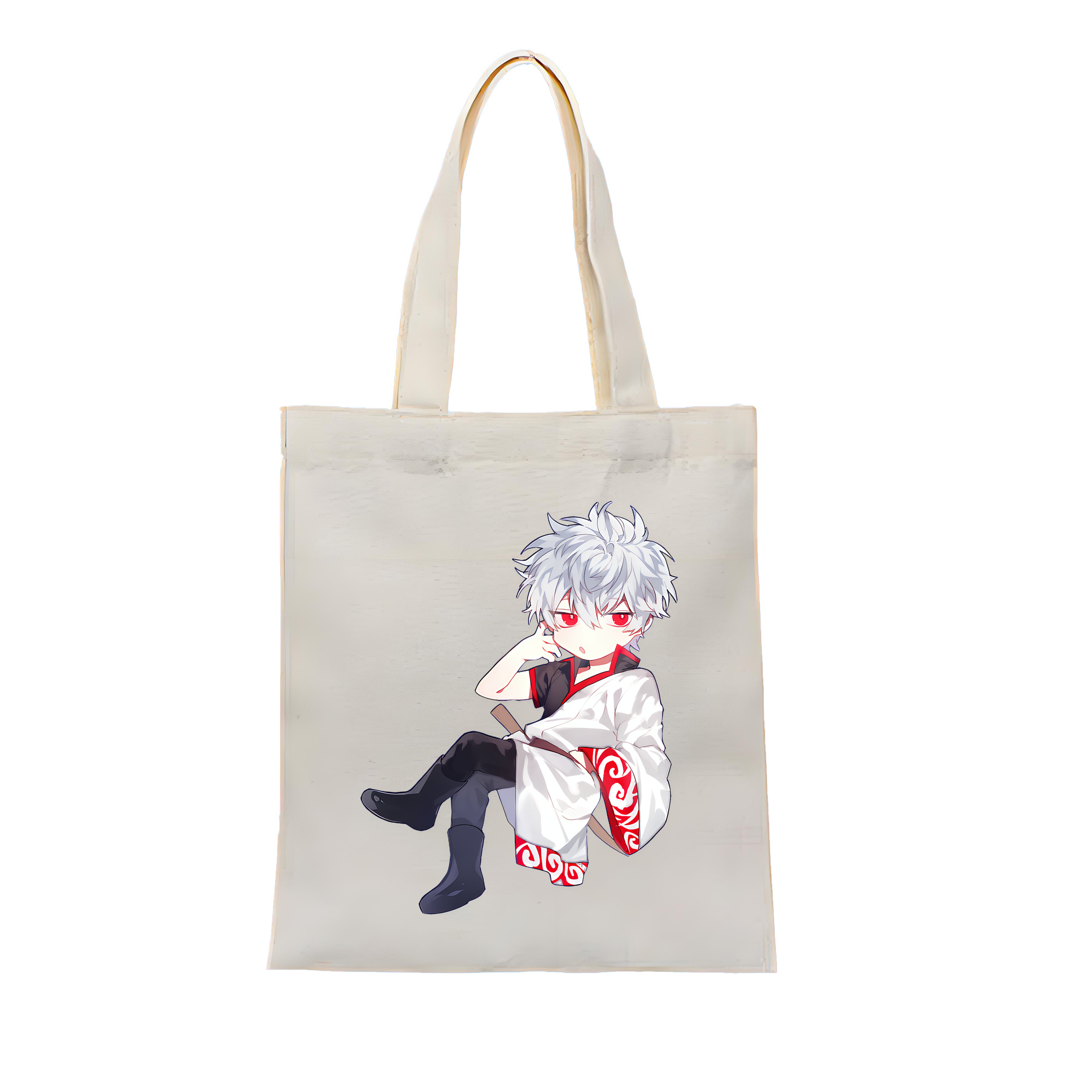 （画像用） ぎんたま 坂田銀時（さかたぎんとき） 神楽 志村新八（しむら しんぱち） GINTAMA Sakata Gintoki Kagura Shimura Shinpachi 縦型キャンバス生地手提げバッグ　トートバッグ