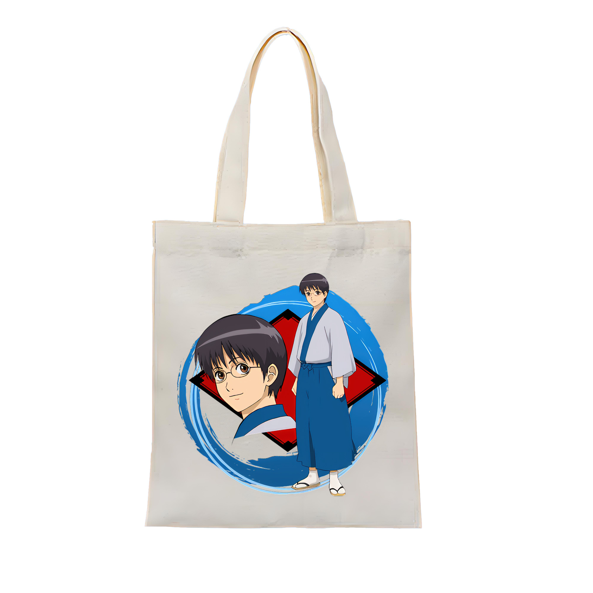 （画像用） ぎんたま 坂田銀時（さかたぎんとき） 神楽 志村新八（しむら しんぱち） GINTAMA Sakata Gintoki Kagura Shimura Shinpachi 縦型キャンバス生地手提げバッグ　トートバッグ