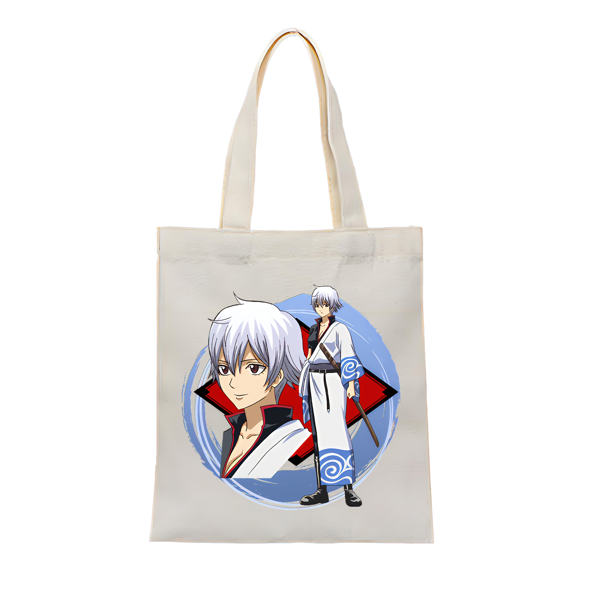 （画像用） ぎんたま 坂田銀時（さかたぎんとき） 神楽 志村新八（しむら しんぱち） GINTAMA Sakata Gintoki Kagura Shimura Shinpachi 縦型キャンバス生地手提げバッグ　トートバッグ