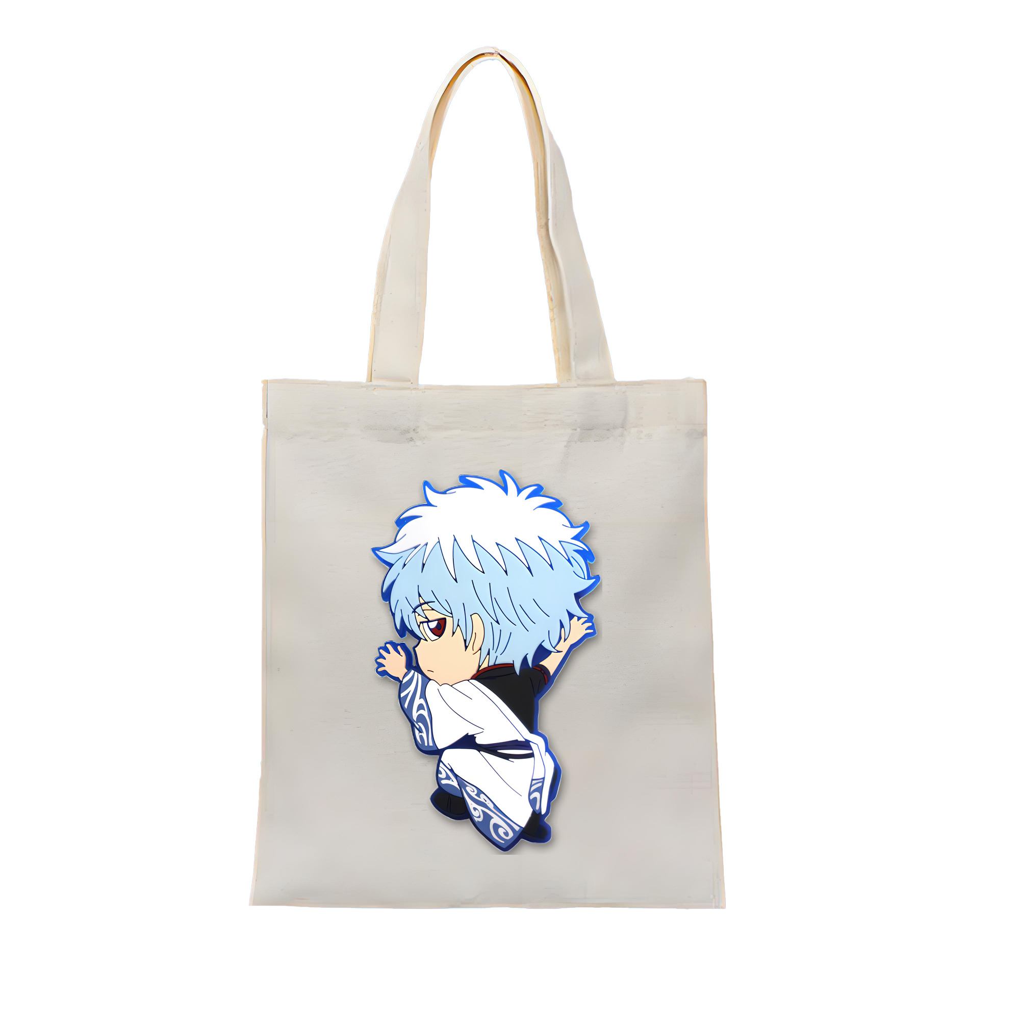 （画像用） ぎんたま 坂田銀時（さかたぎんとき） 神楽 志村新八（しむら しんぱち） GINTAMA Sakata Gintoki Kagura Shimura Shinpachi 縦型キャンバス生地手提げバッグ　トートバッグ