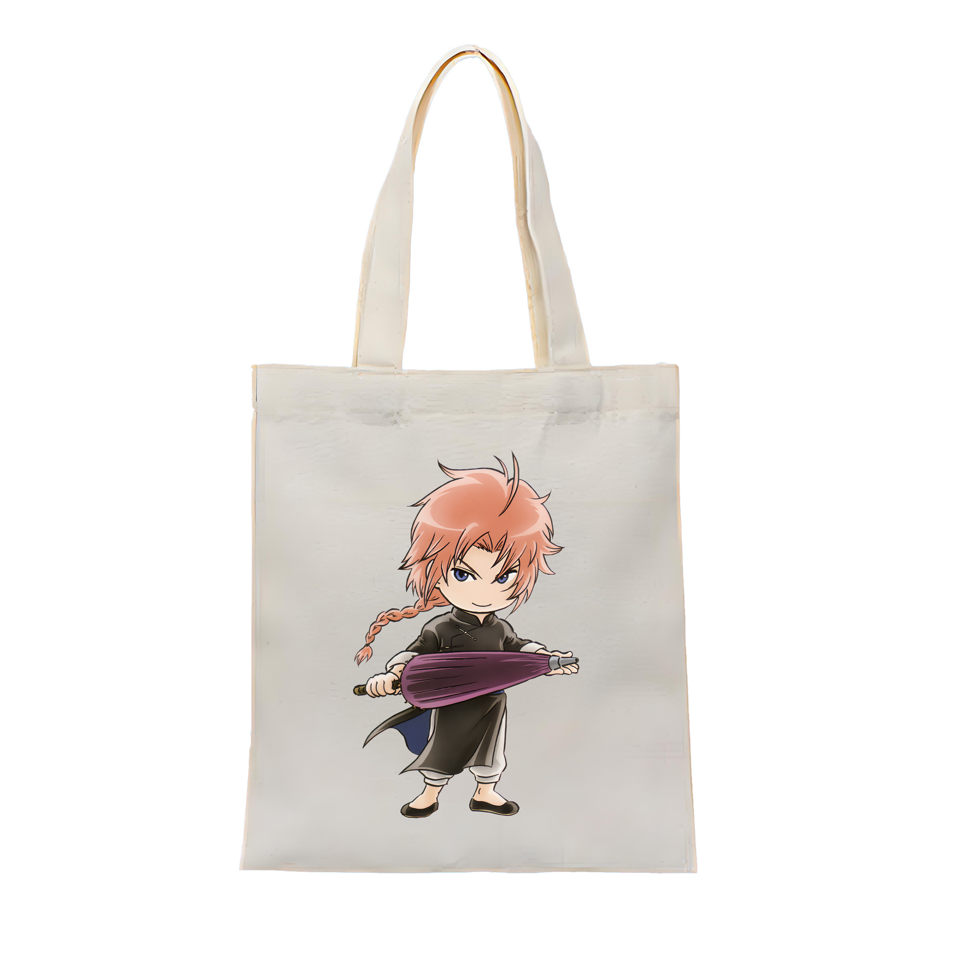 （画像用） ぎんたま 坂田銀時（さかたぎんとき） 神楽 志村新八（しむら しんぱち） GINTAMA Sakata Gintoki Kagura Shimura Shinpachi 縦型キャンバス生地手提げバッグ　トートバッグ
