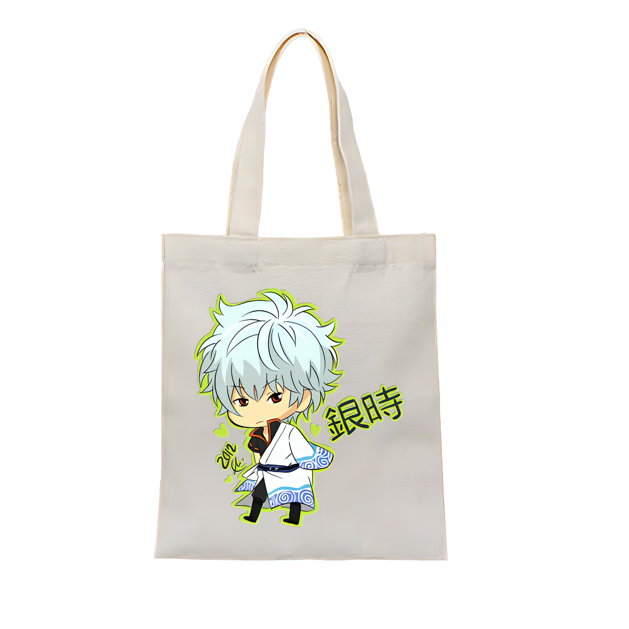 （画像用） ぎんたま 坂田銀時（さかたぎんとき） 神楽 志村新八（しむら しんぱち） GINTAMA Sakata Gintoki Kagura Shimura Shinpachi 縦型キャンバス生地手提げバッグ　トートバッグ