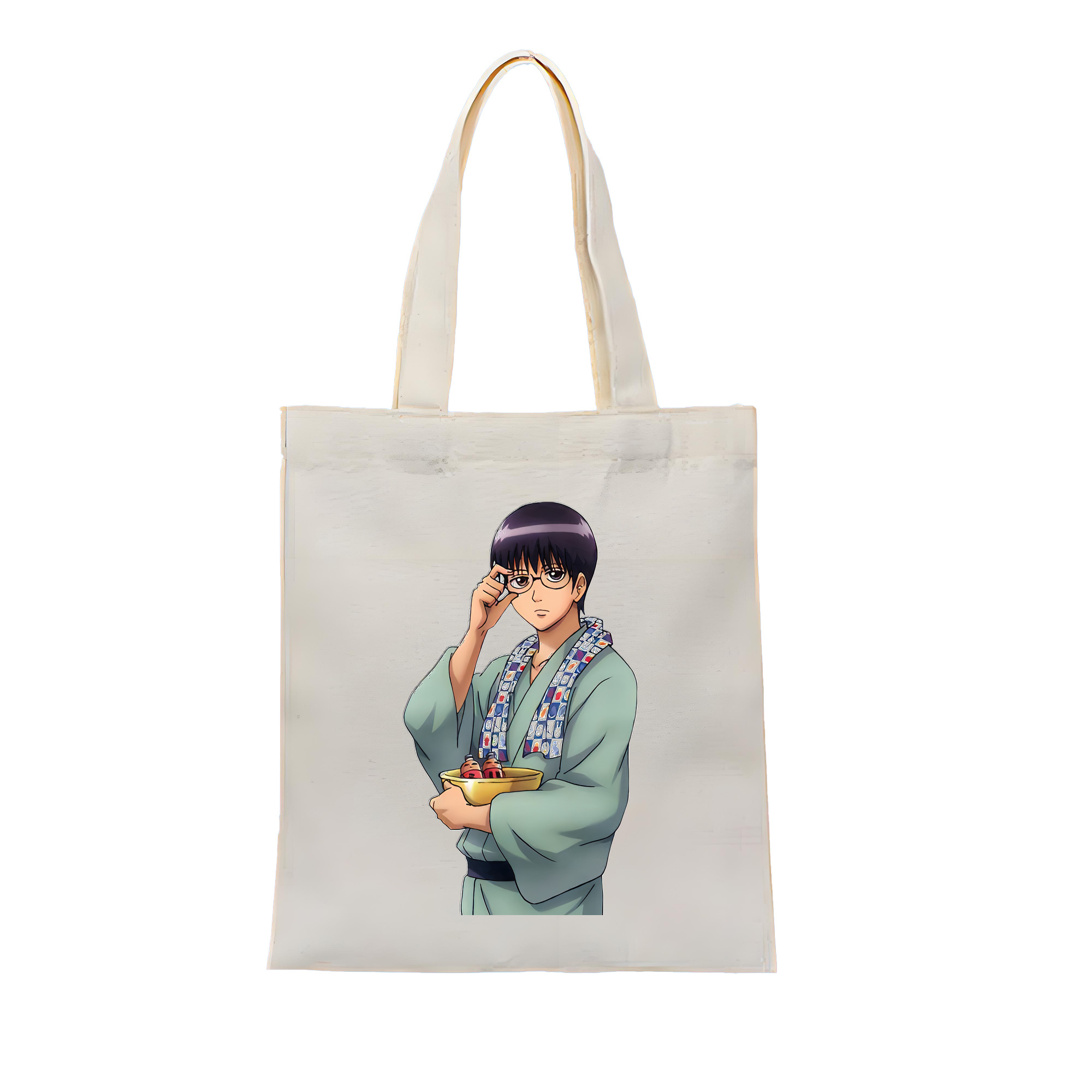 （画像用） ぎんたま 坂田銀時（さかたぎんとき） 神楽 志村新八（しむら しんぱち） GINTAMA Sakata Gintoki Kagura Shimura Shinpachi 縦型キャンバス生地手提げバッグ　トートバッグ