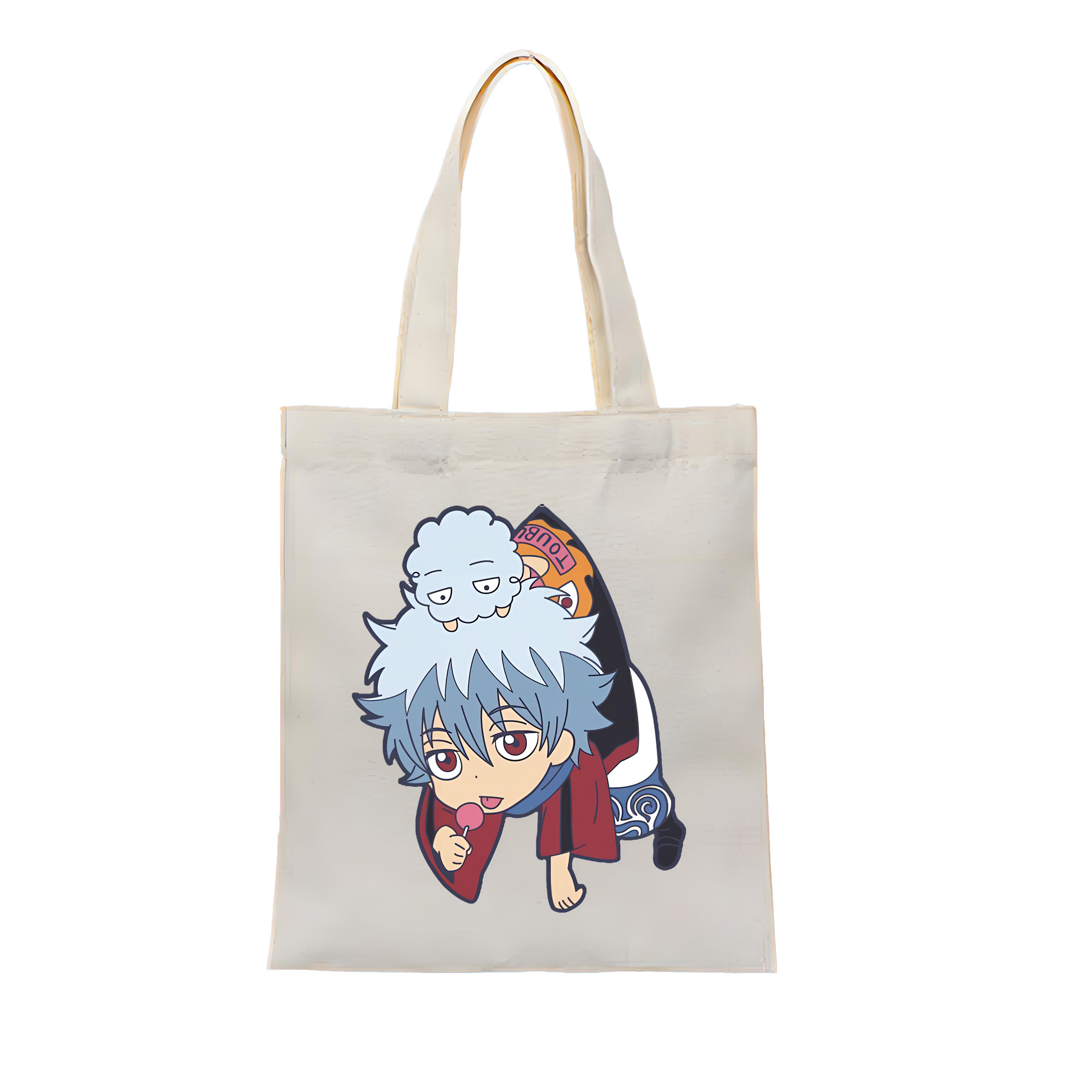 （画像用） ぎんたま 坂田銀時（さかたぎんとき） 神楽 志村新八（しむら しんぱち） GINTAMA Sakata Gintoki Kagura Shimura Shinpachi 縦型キャンバス生地手提げバッグ　トートバッグ