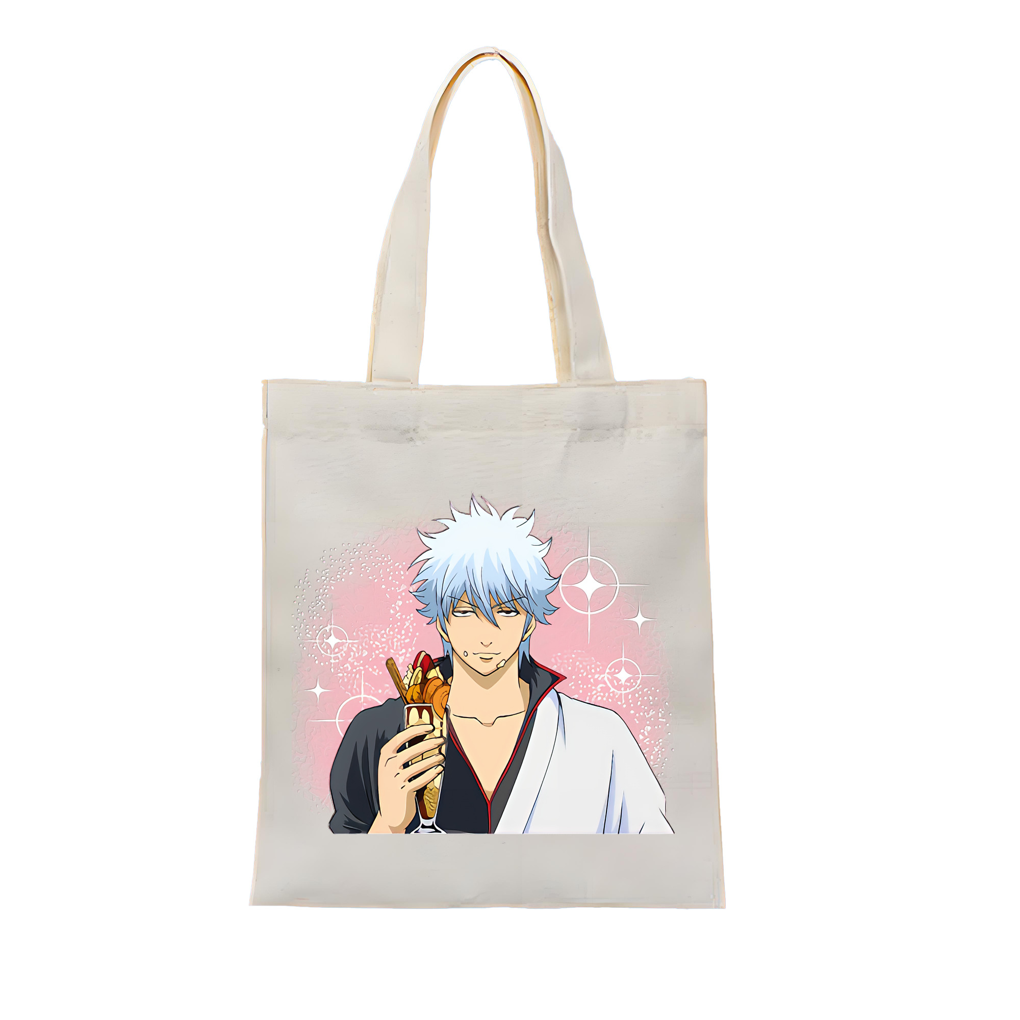 （画像用） ぎんたま 坂田銀時（さかたぎんとき） 神楽 志村新八（しむら しんぱち） GINTAMA Sakata Gintoki Kagura Shimura Shinpachi 縦型キャンバス生地手提げバッグ　トートバッグ