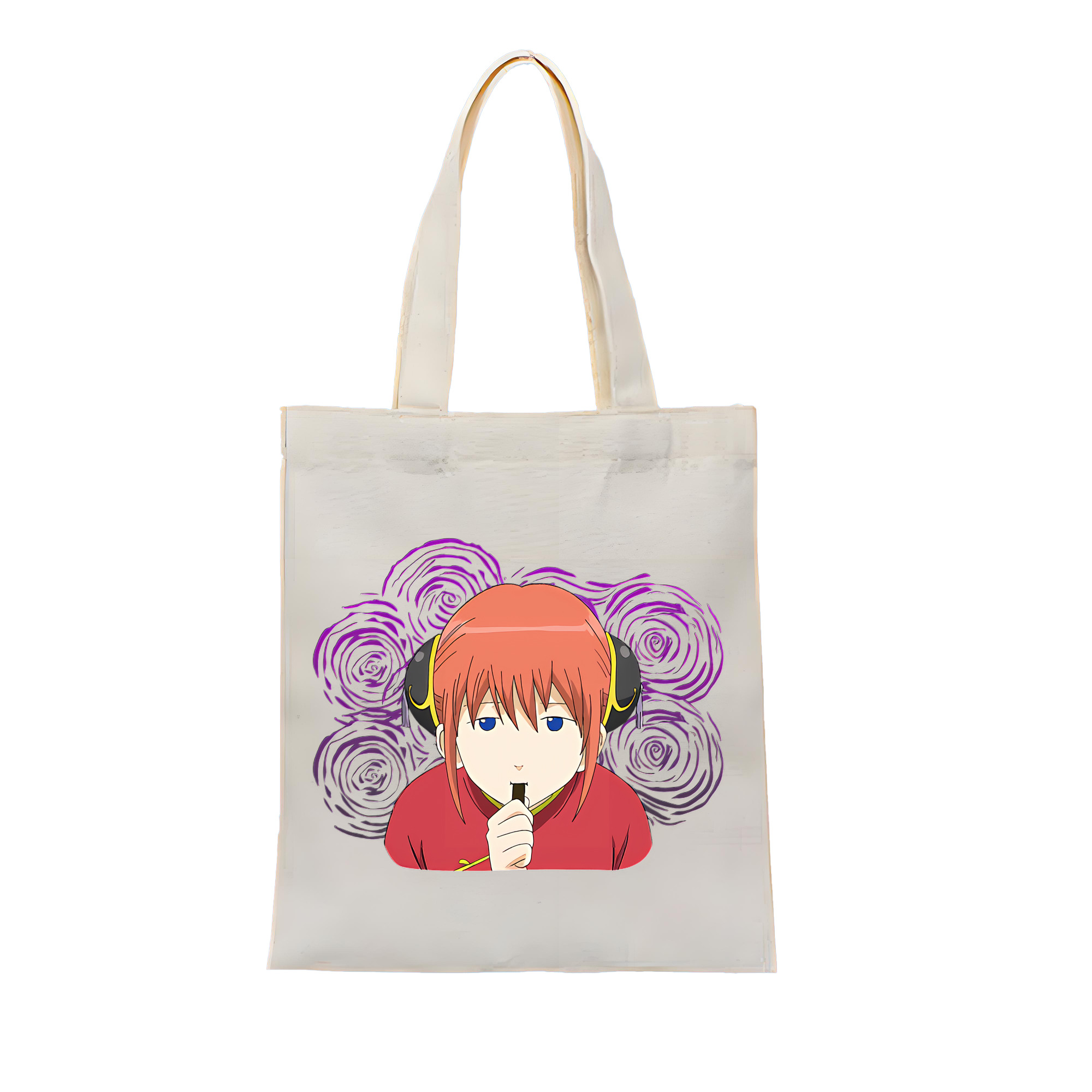 （画像用） ぎんたま 坂田銀時（さかたぎんとき） 神楽 志村新八（しむら しんぱち） GINTAMA Sakata Gintoki Kagura Shimura Shinpachi 縦型キャンバス生地手提げバッグ　トートバッグ