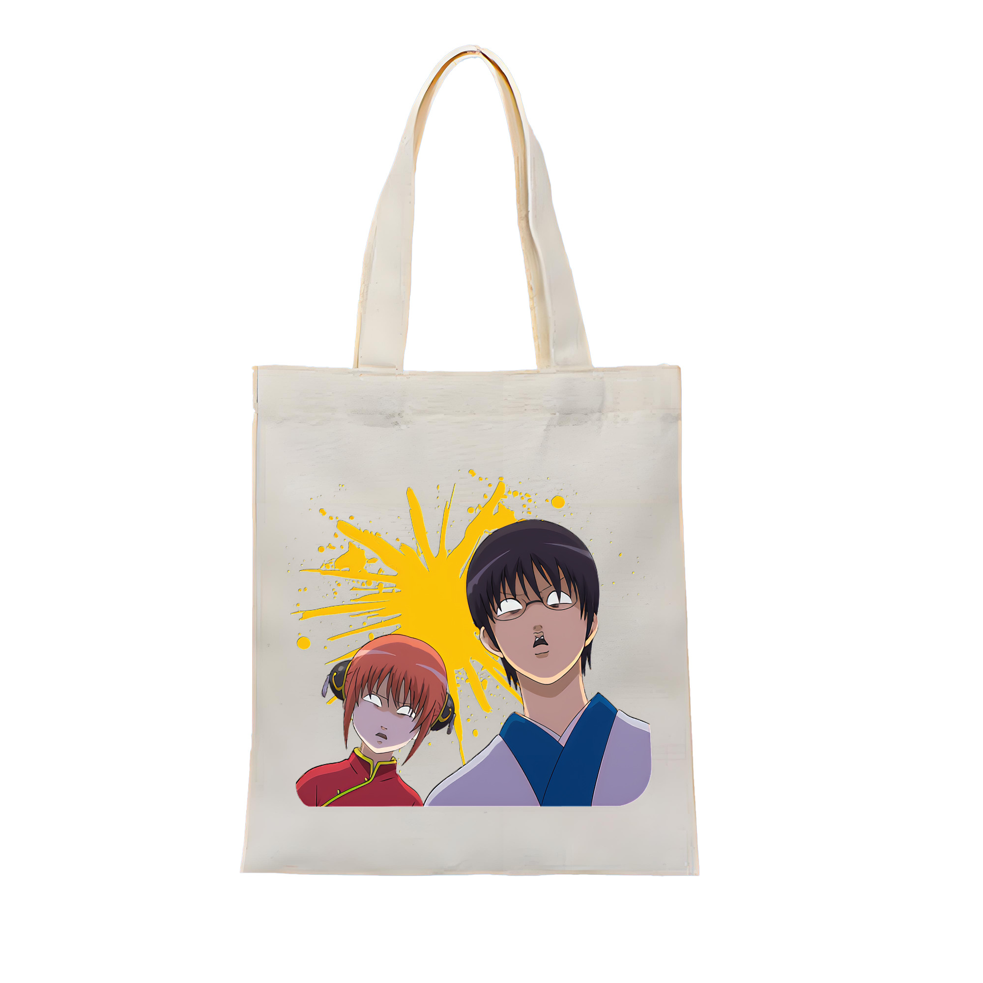 （画像用） ぎんたま 坂田銀時（さかたぎんとき） 神楽 志村新八（しむら しんぱち） GINTAMA Sakata Gintoki Kagura Shimura Shinpachi 縦型キャンバス生地手提げバッグ　トートバッグ