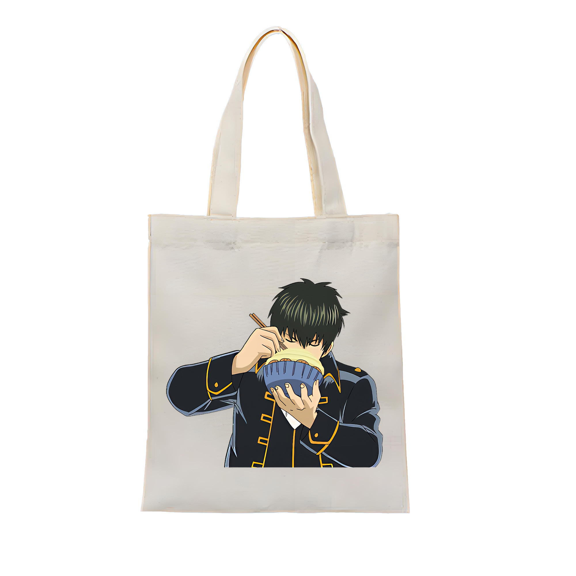 （画像用） ぎんたま 坂田銀時（さかたぎんとき） 神楽 志村新八（しむら しんぱち） GINTAMA Sakata Gintoki Kagura Shimura Shinpachi 縦型キャンバス生地手提げバッグ　トートバッグ