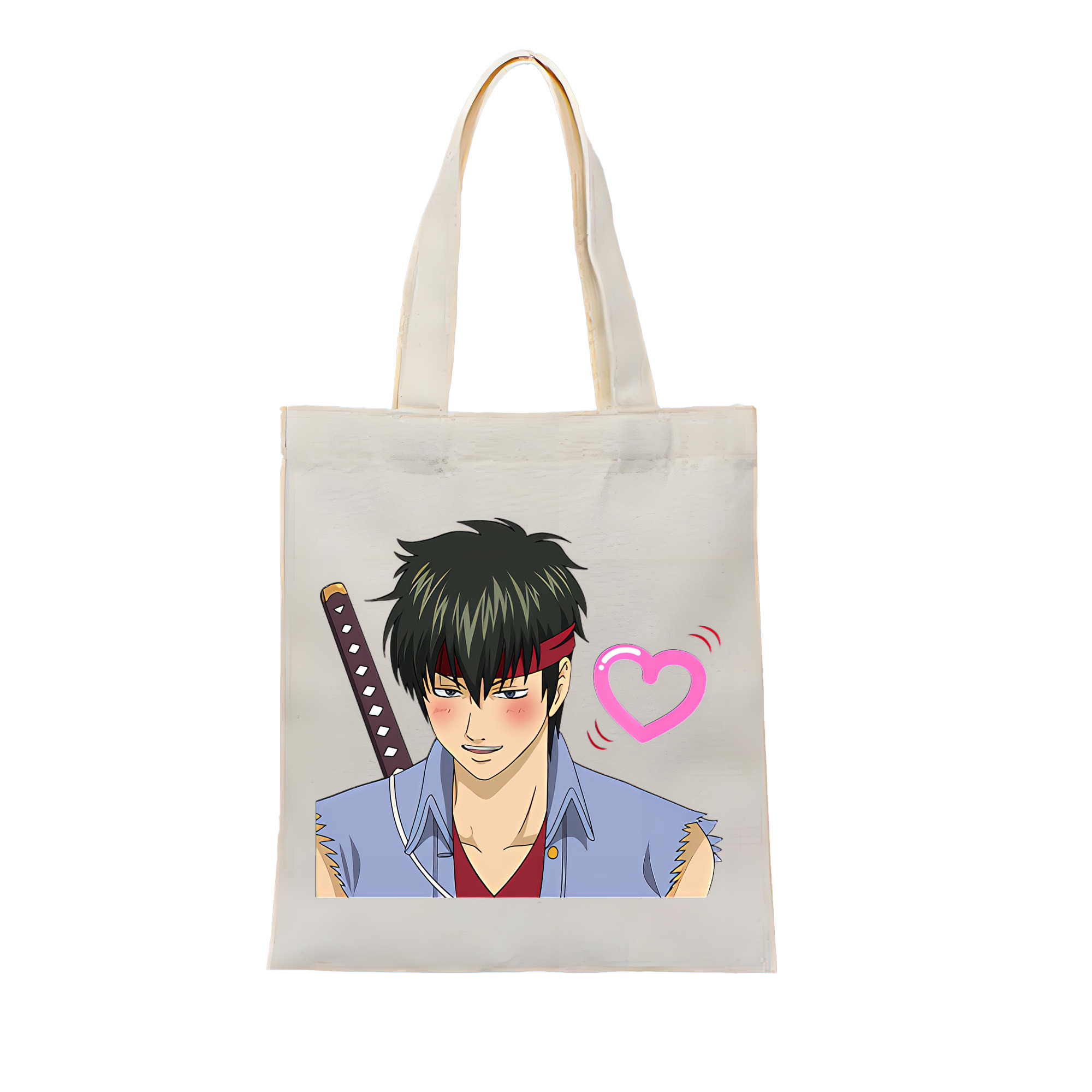 （画像用） ぎんたま 坂田銀時（さかたぎんとき） 神楽 志村新八（しむら しんぱち） GINTAMA Sakata Gintoki Kagura Shimura Shinpachi 縦型キャンバス生地手提げバッグ　トートバッグ