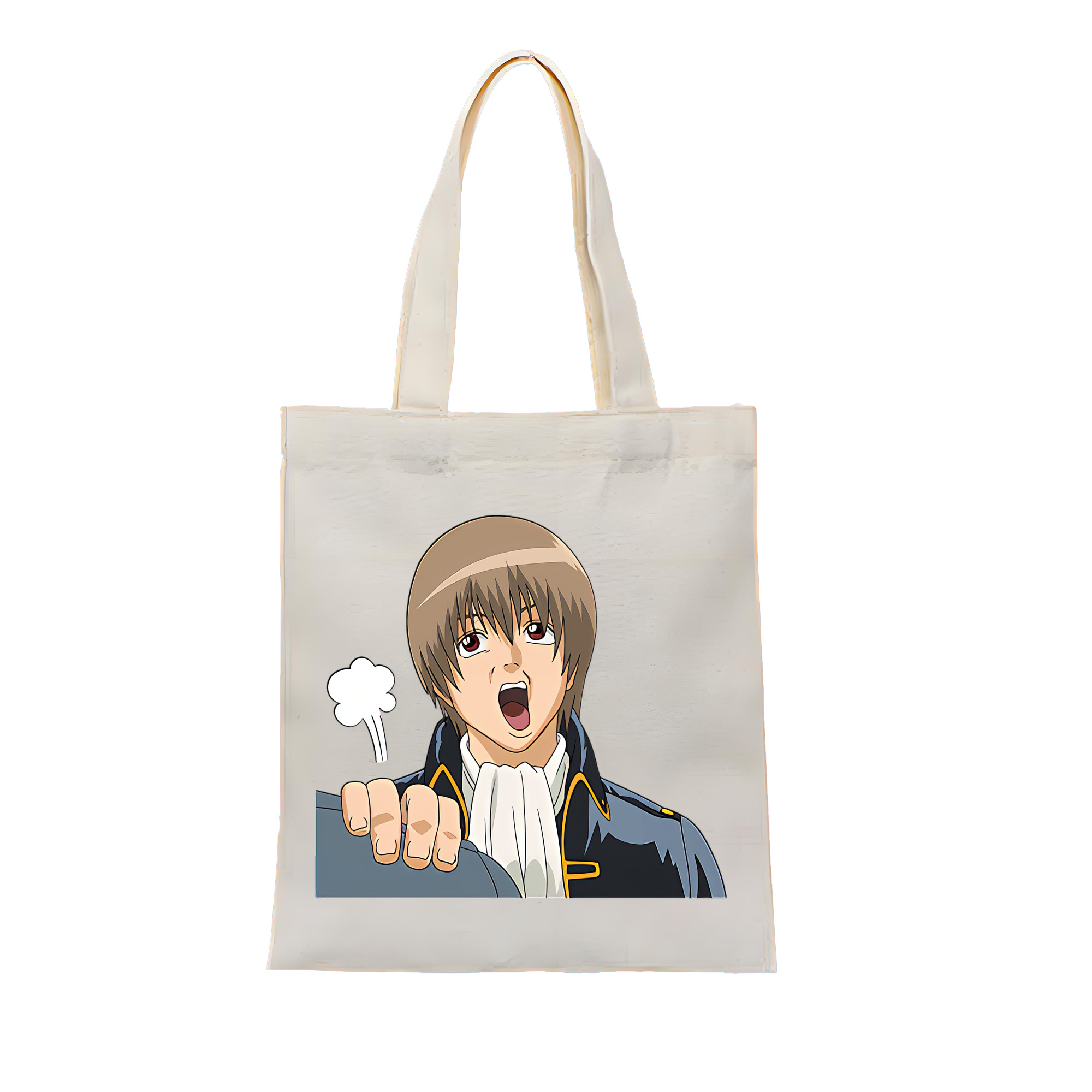 （画像用） ぎんたま 坂田銀時（さかたぎんとき） 神楽 志村新八（しむら しんぱち） GINTAMA Sakata Gintoki Kagura Shimura Shinpachi 縦型キャンバス生地手提げバッグ　トートバッグ