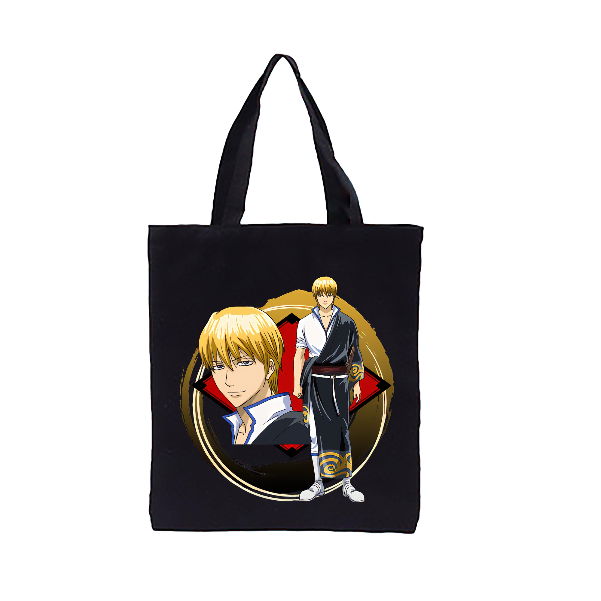 （画像用） ぎんたま 坂田銀時（さかたぎんとき） 神楽 志村新八（しむら しんぱち） GINTAMA Sakata Gintoki Kagura Shimura Shinpachi 縦型キャンバス生地手提げバッグ　トートバッグ