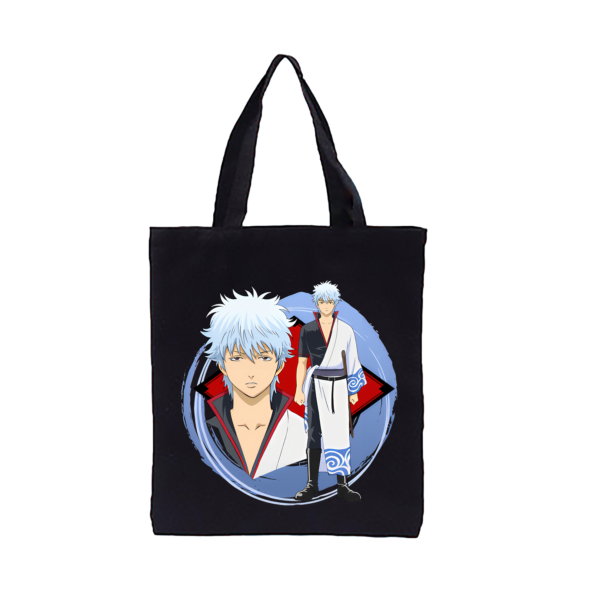 （画像用） ぎんたま 坂田銀時（さかたぎんとき） 神楽 志村新八（しむら しんぱち） GINTAMA Sakata Gintoki Kagura Shimura Shinpachi 縦型キャンバス生地手提げバッグ　トートバッグ