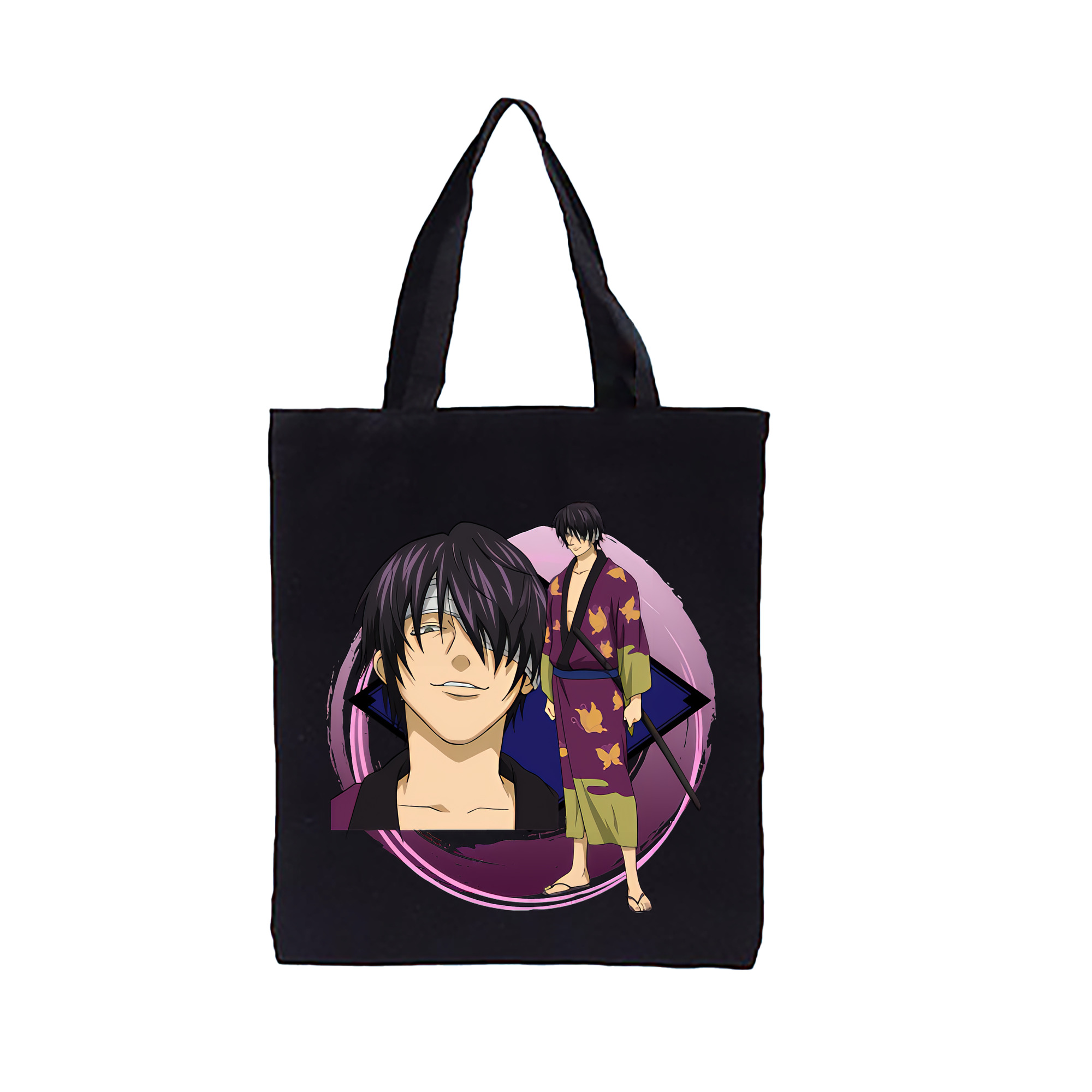 （画像用） ぎんたま 坂田銀時（さかたぎんとき） 神楽 志村新八（しむら しんぱち） GINTAMA Sakata Gintoki Kagura Shimura Shinpachi 縦型キャンバス生地手提げバッグ　トートバッグ