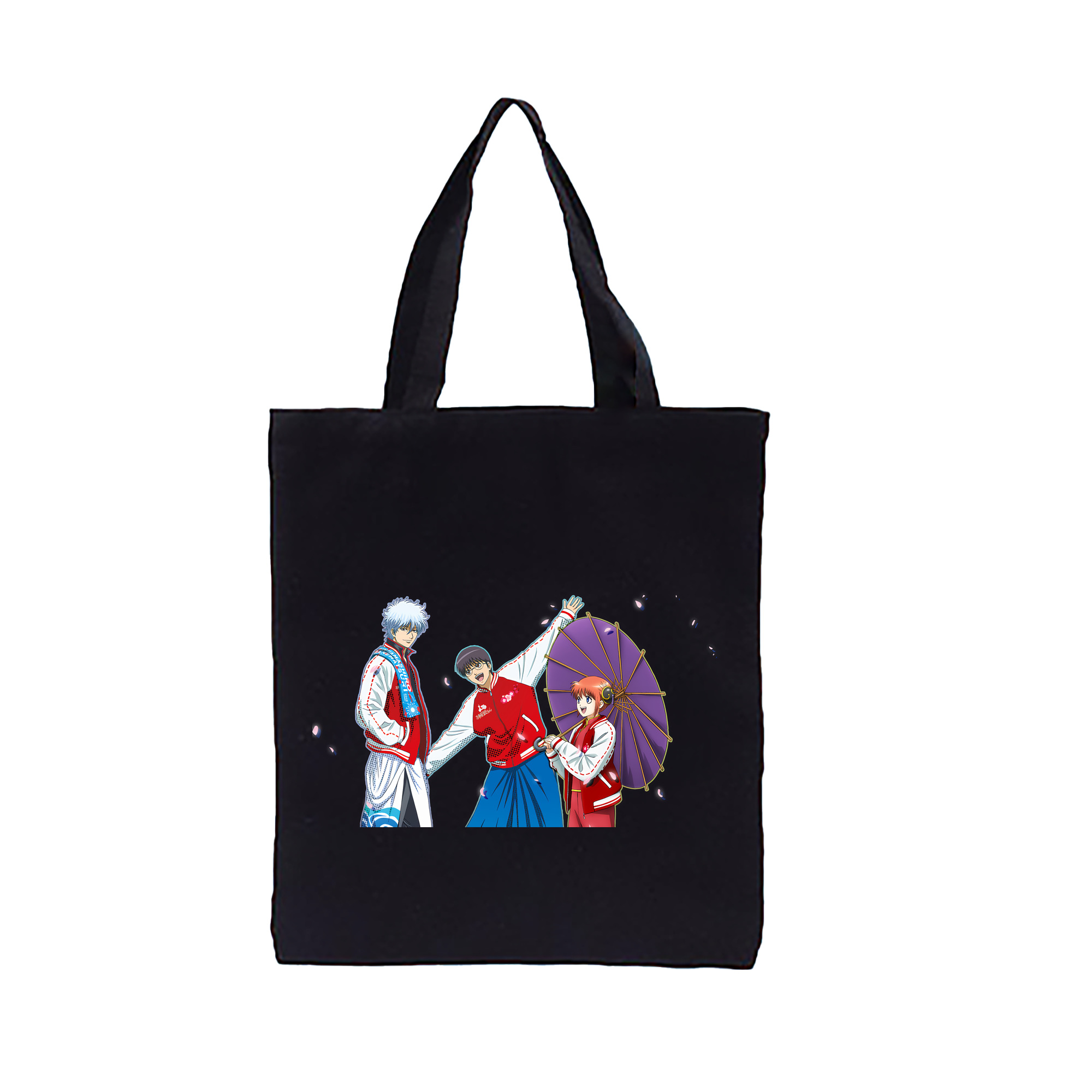 （画像用） ぎんたま 坂田銀時（さかたぎんとき） 神楽 志村新八（しむら しんぱち） GINTAMA Sakata Gintoki Kagura Shimura Shinpachi 縦型キャンバス生地手提げバッグ　トートバッグ
