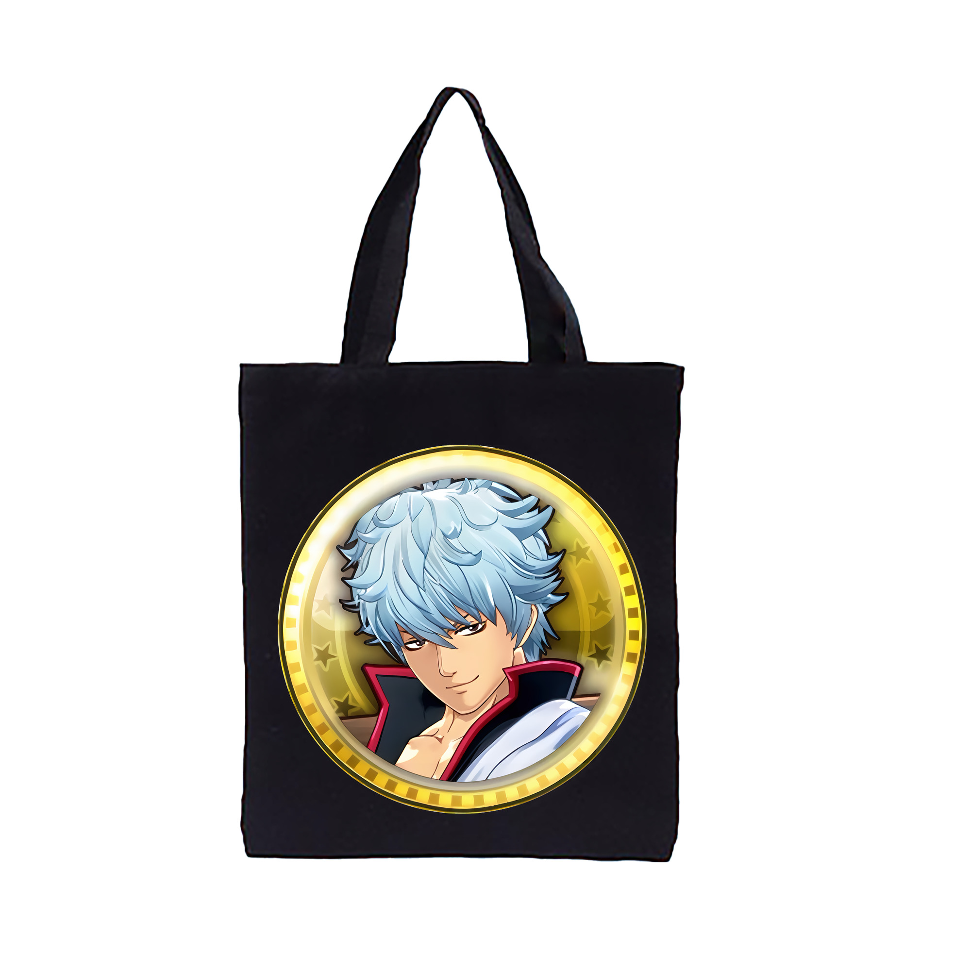 （画像用） ぎんたま 坂田銀時（さかたぎんとき） 神楽 志村新八（しむら しんぱち） GINTAMA Sakata Gintoki Kagura Shimura Shinpachi 縦型キャンバス生地手提げバッグ　トートバッグ