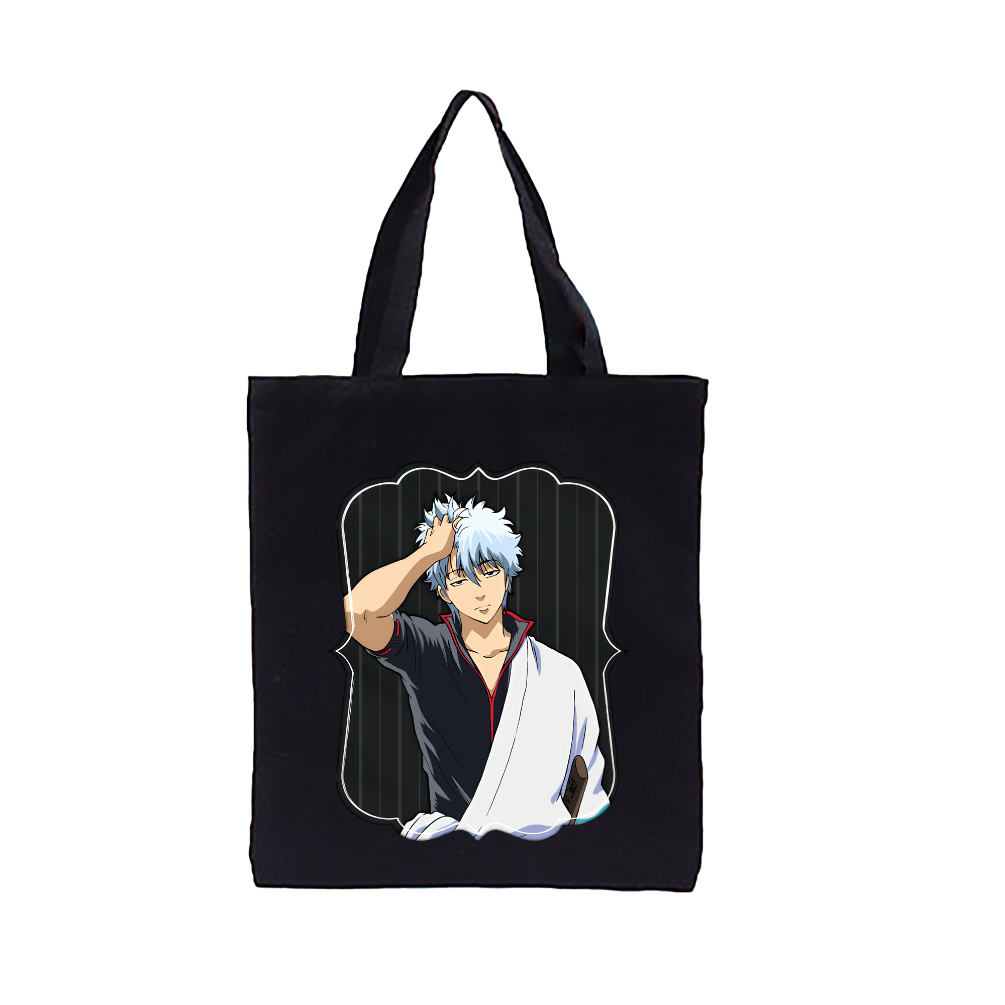 （画像用） ぎんたま 坂田銀時（さかたぎんとき） 神楽 志村新八（しむら しんぱち） GINTAMA Sakata Gintoki Kagura Shimura Shinpachi 縦型キャンバス生地手提げバッグ　トートバッグ