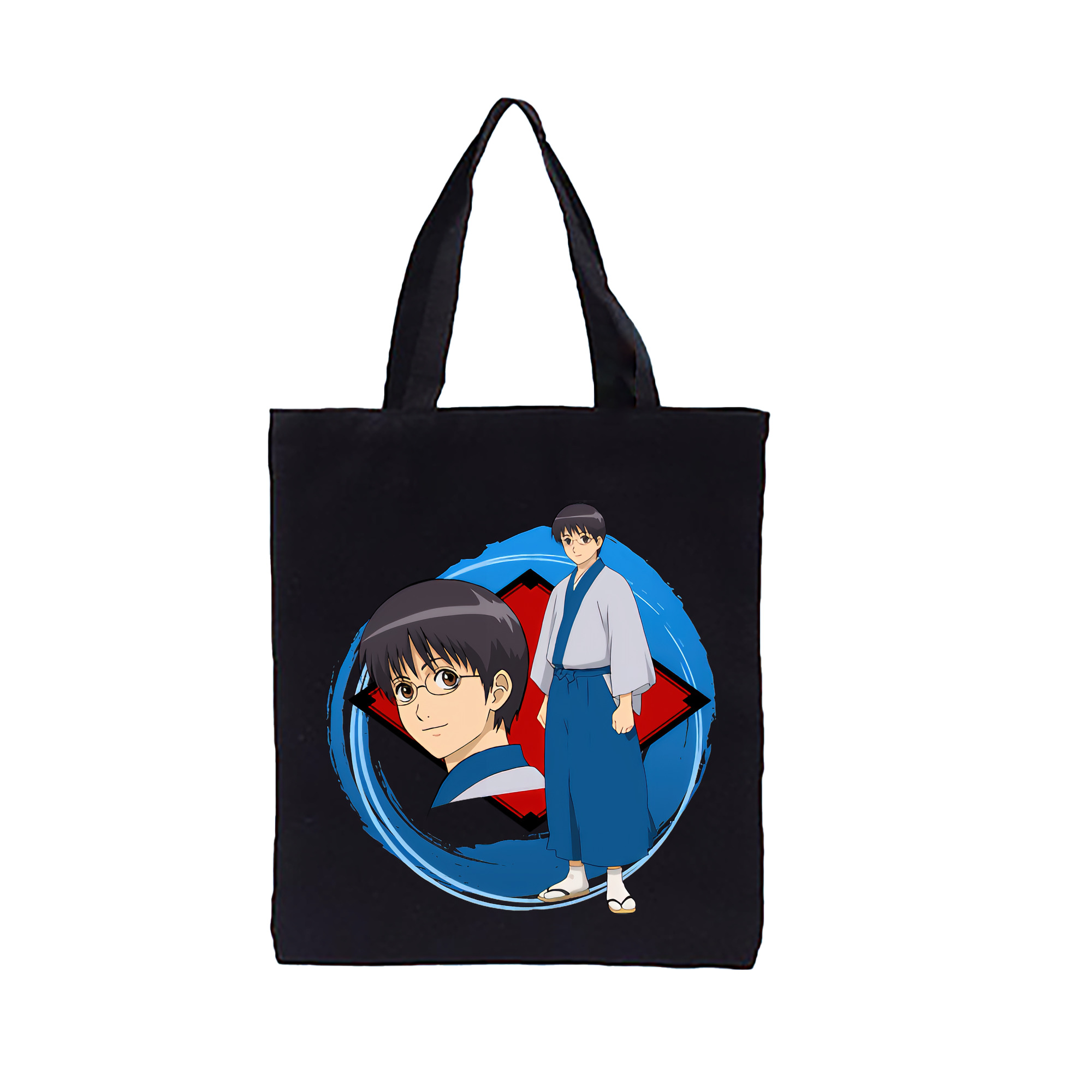 （画像用） ぎんたま 坂田銀時（さかたぎんとき） 神楽 志村新八（しむら しんぱち） GINTAMA Sakata Gintoki Kagura Shimura Shinpachi 縦型キャンバス生地手提げバッグ　トートバッグ