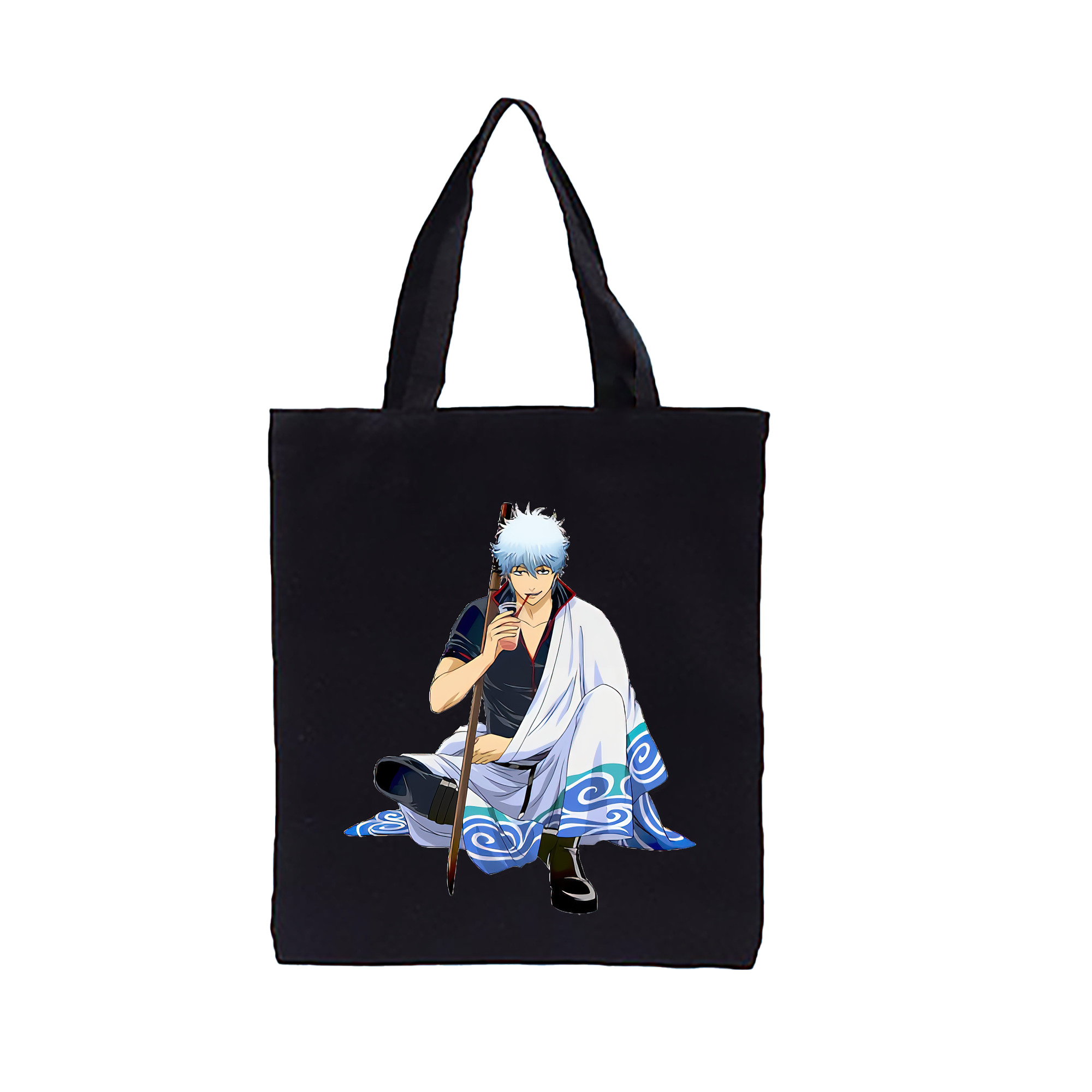 （画像用） ぎんたま 坂田銀時（さかたぎんとき） 神楽 志村新八（しむら しんぱち） GINTAMA Sakata Gintoki Kagura Shimura Shinpachi 縦型キャンバス生地手提げバッグ　トートバッグ