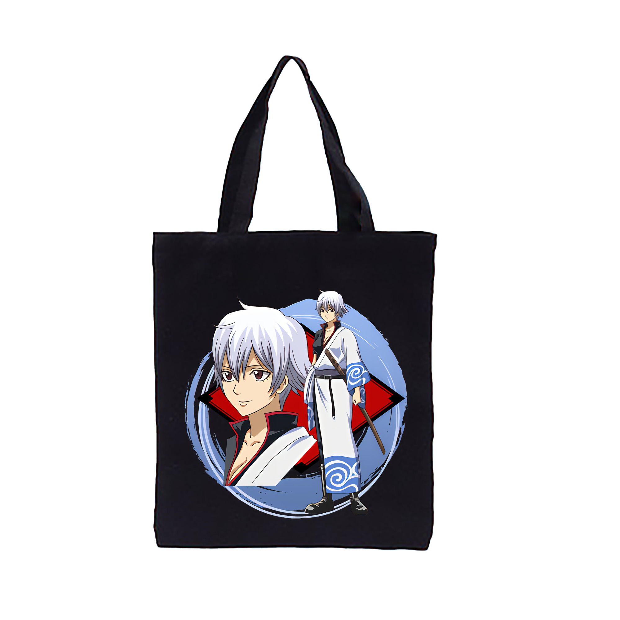 （画像用） ぎんたま 坂田銀時（さかたぎんとき） 神楽 志村新八（しむら しんぱち） GINTAMA Sakata Gintoki Kagura Shimura Shinpachi 縦型キャンバス生地手提げバッグ　トートバッグ