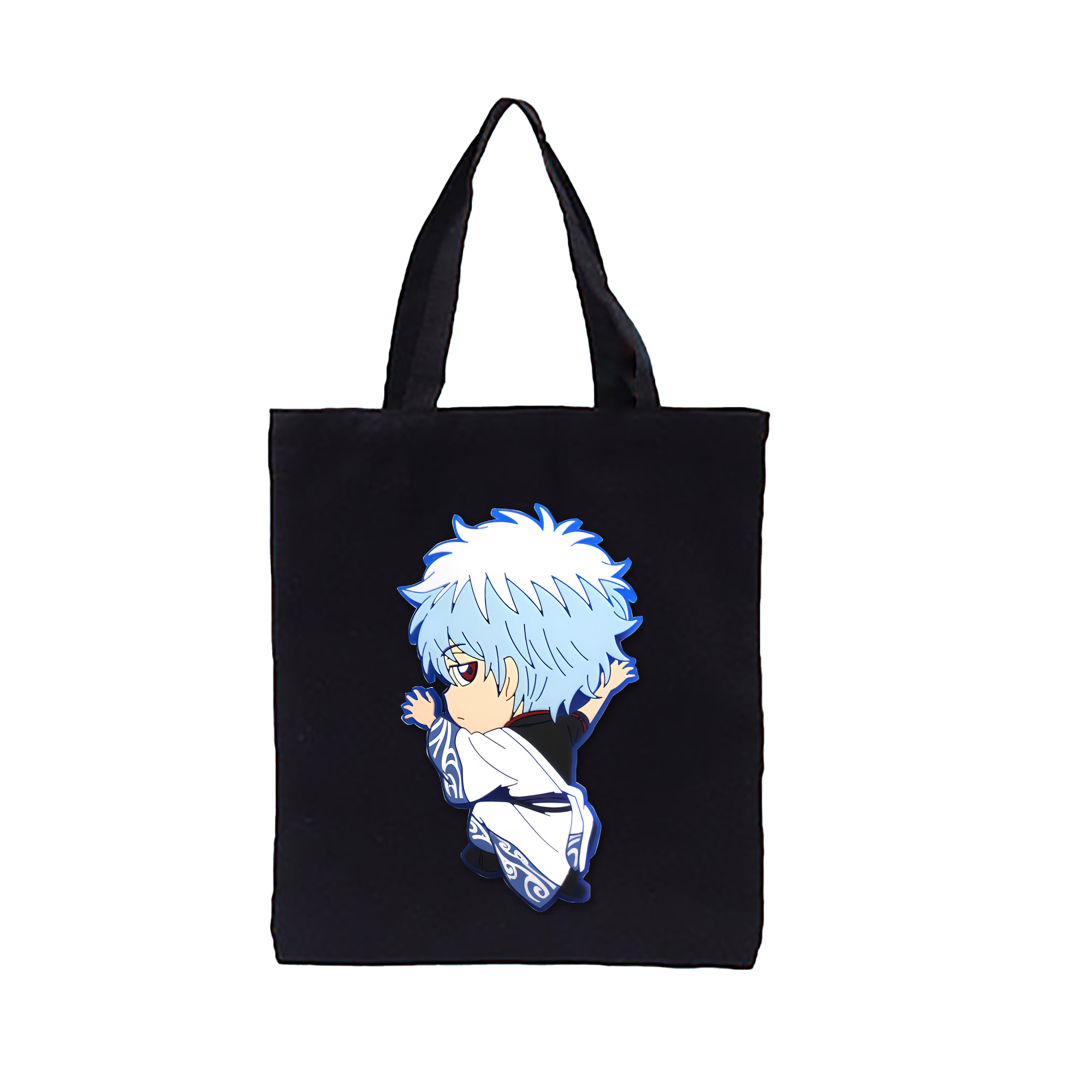 （画像用） ぎんたま 坂田銀時（さかたぎんとき） 神楽 志村新八（しむら しんぱち） GINTAMA Sakata Gintoki Kagura Shimura Shinpachi 縦型キャンバス生地手提げバッグ　トートバッグ