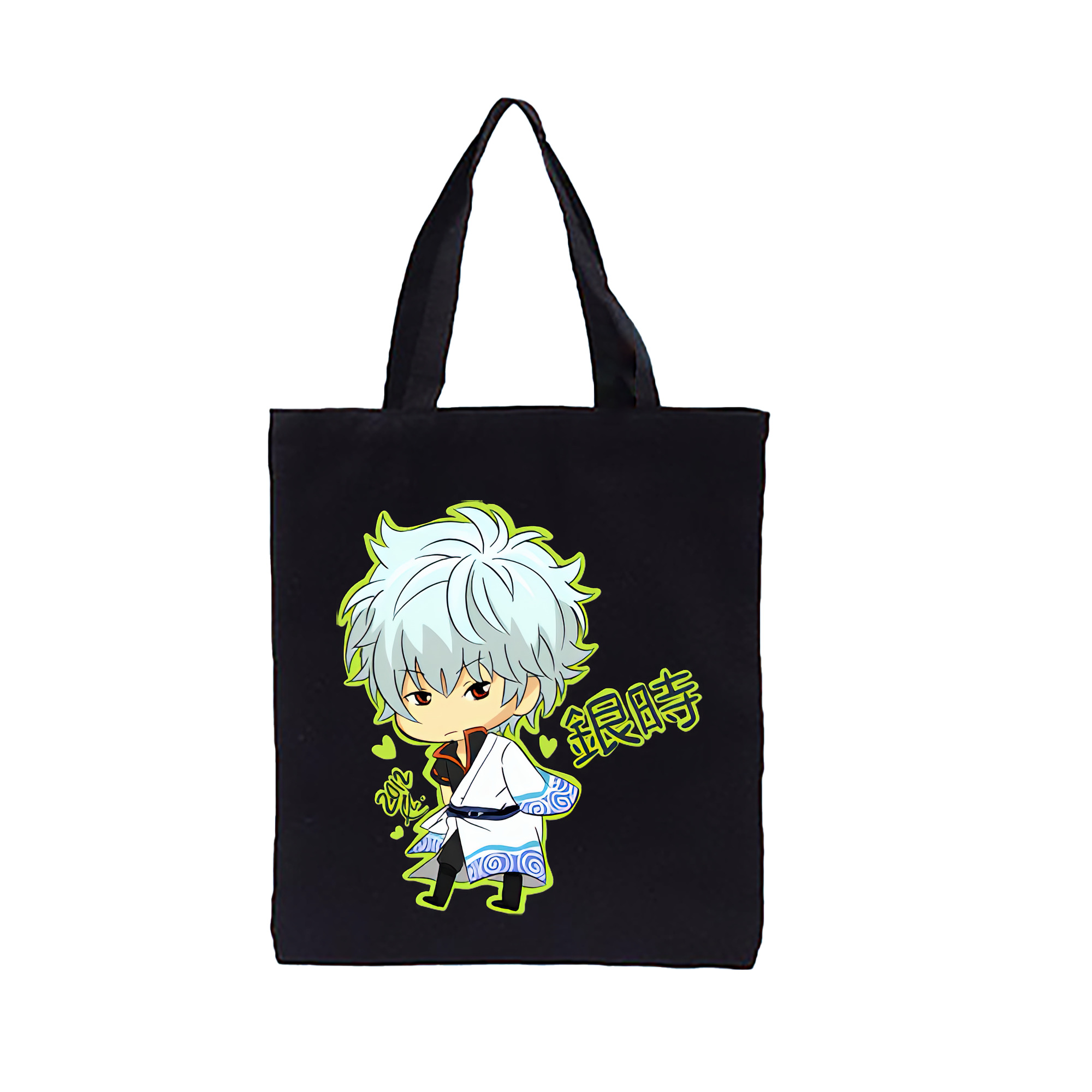 （画像用） ぎんたま 坂田銀時（さかたぎんとき） 神楽 志村新八（しむら しんぱち） GINTAMA Sakata Gintoki Kagura Shimura Shinpachi 縦型キャンバス生地手提げバッグ　トートバッグ