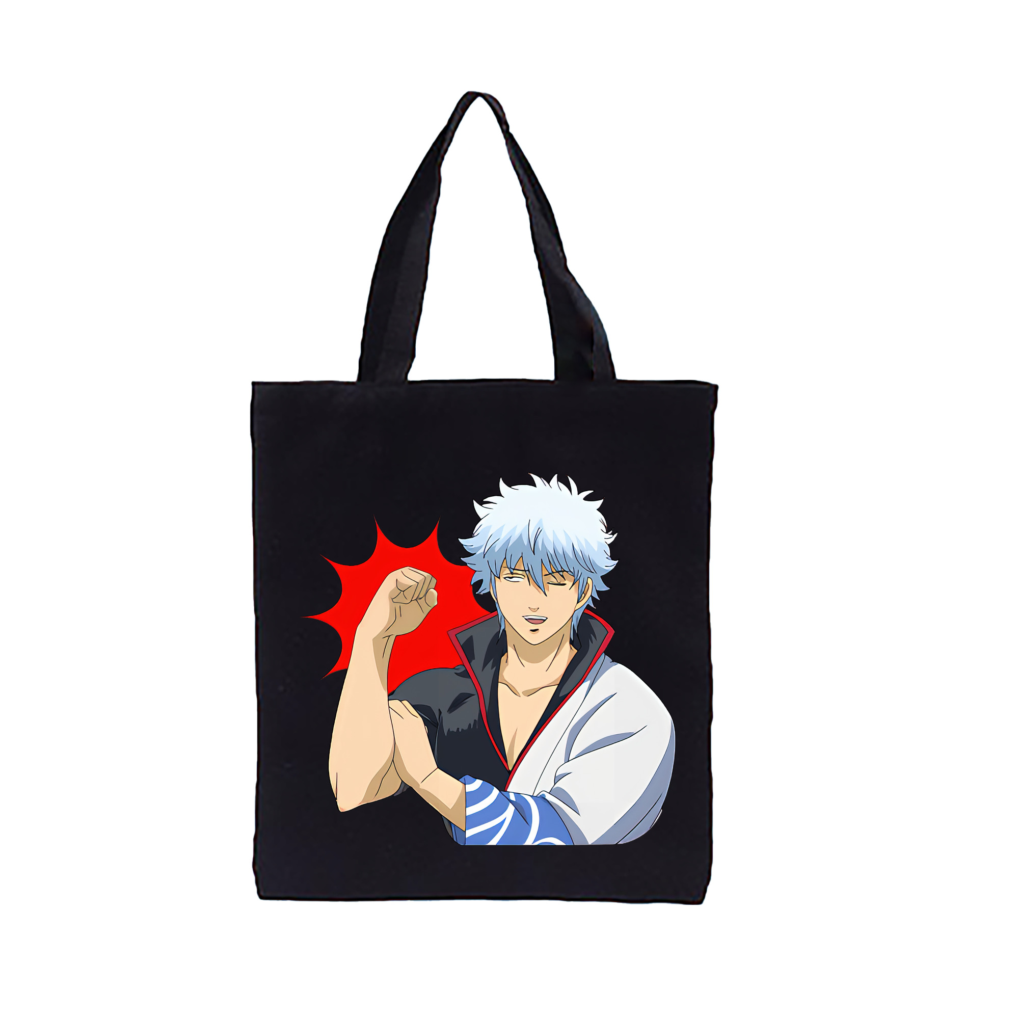 （画像用） ぎんたま 坂田銀時（さかたぎんとき） 神楽 志村新八（しむら しんぱち） GINTAMA Sakata Gintoki Kagura Shimura Shinpachi 縦型キャンバス生地手提げバッグ　トートバッグ